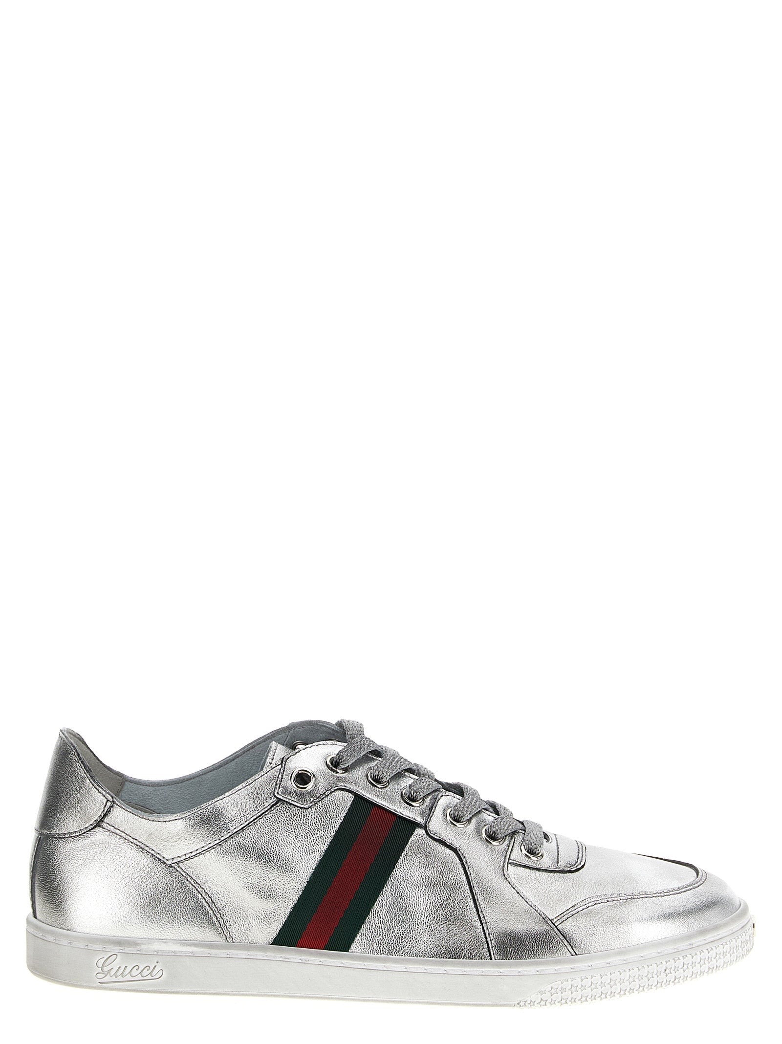 Gucci Silver Lamb Leather Low Top Sneakers Gucci