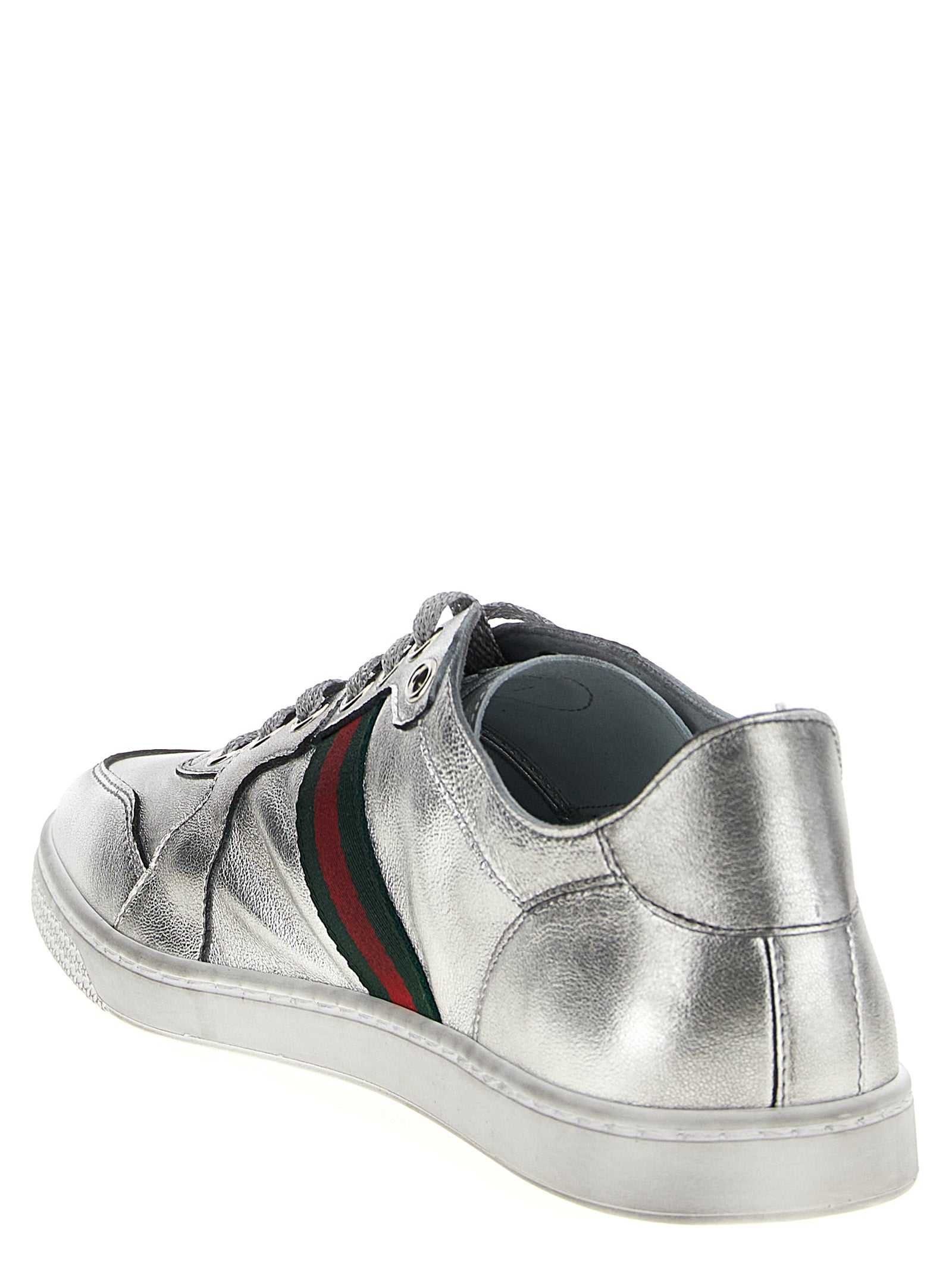 Gucci Silver Lamb Leather Low Top Sneakers Gucci