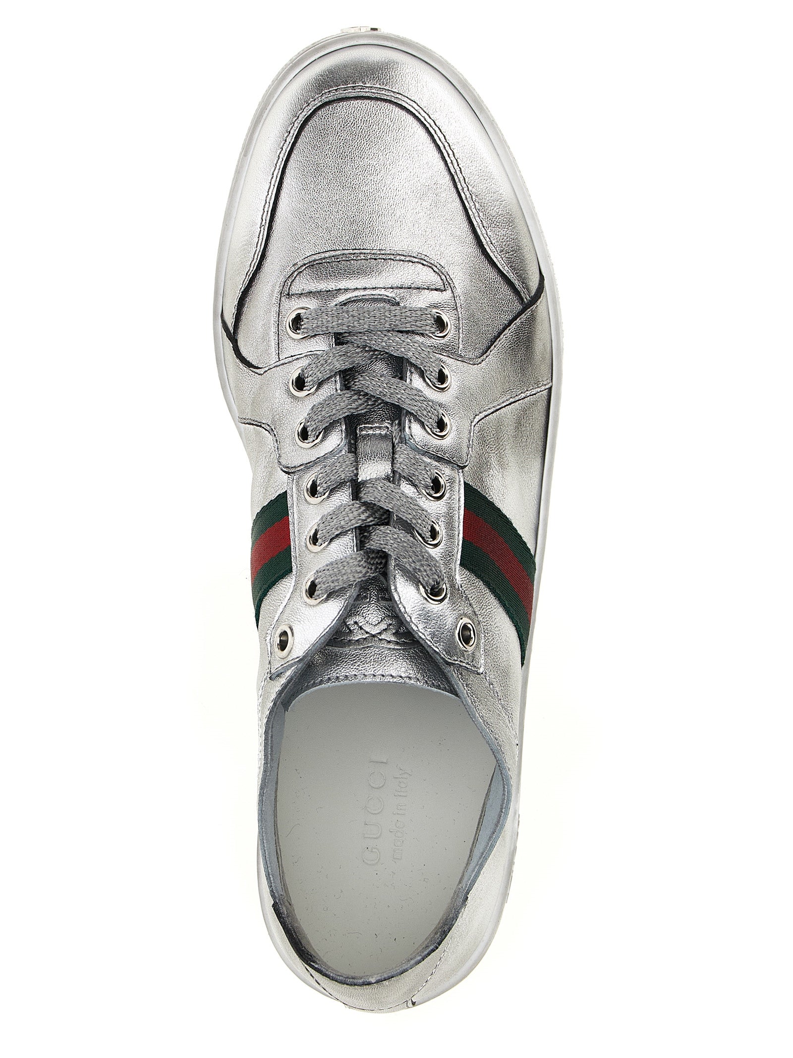 Gucci Silver Lamb Leather Low Top Sneakers Gucci