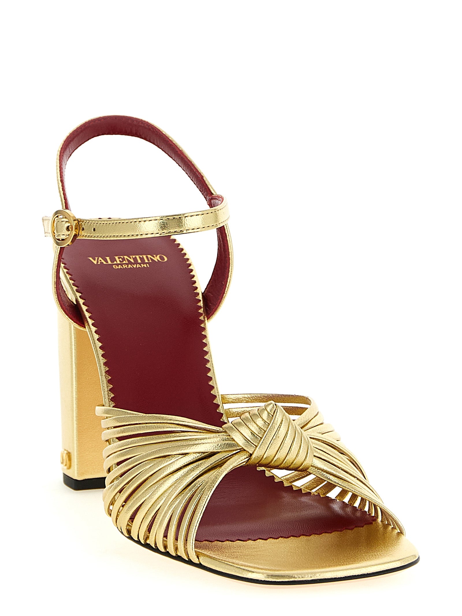 Valentino Garavani Gold Goatskin Stiletto Heel Sandals Valentino Garavani