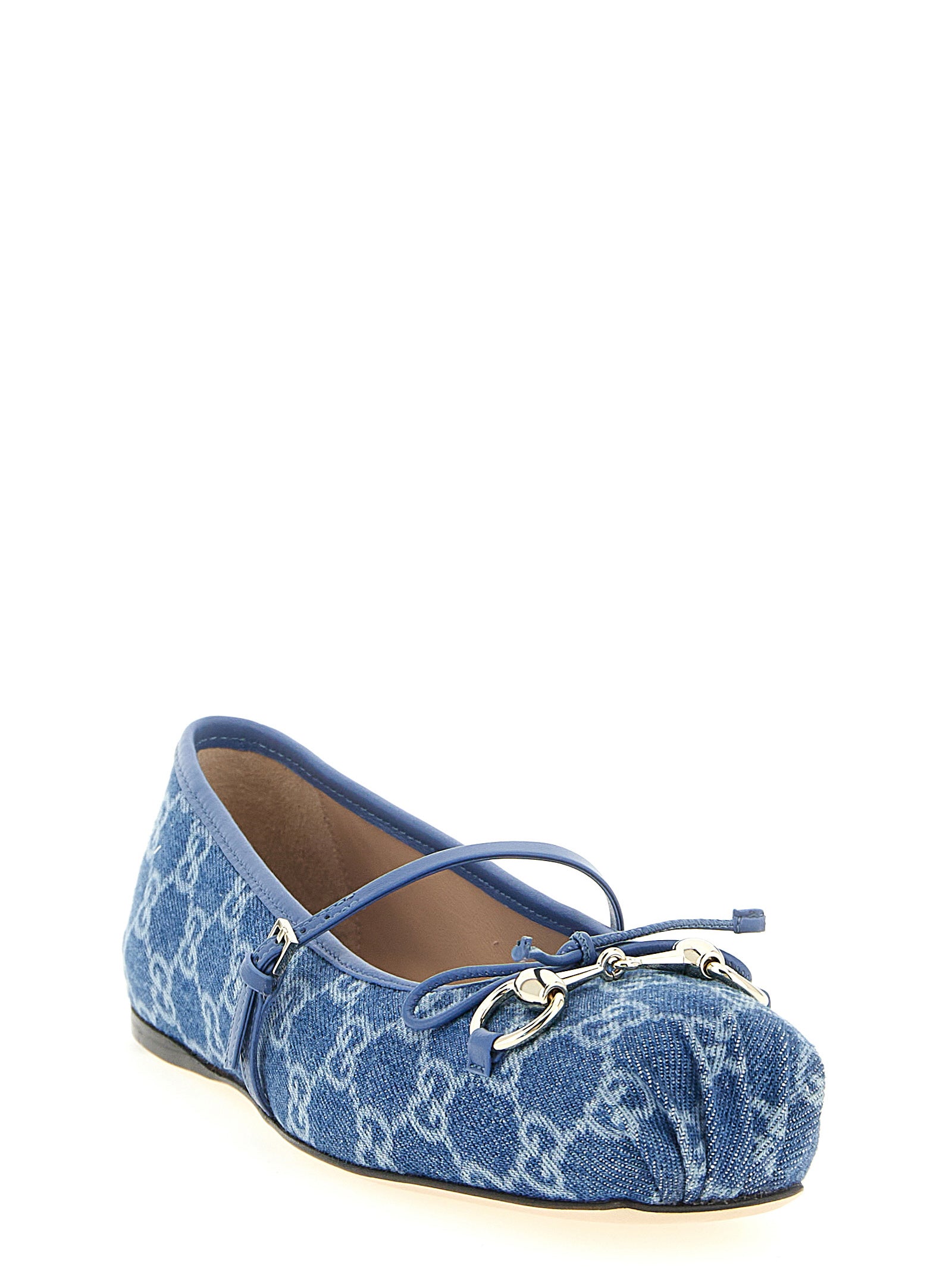 Gucci Blue Cotton Ballet Flats Gucci