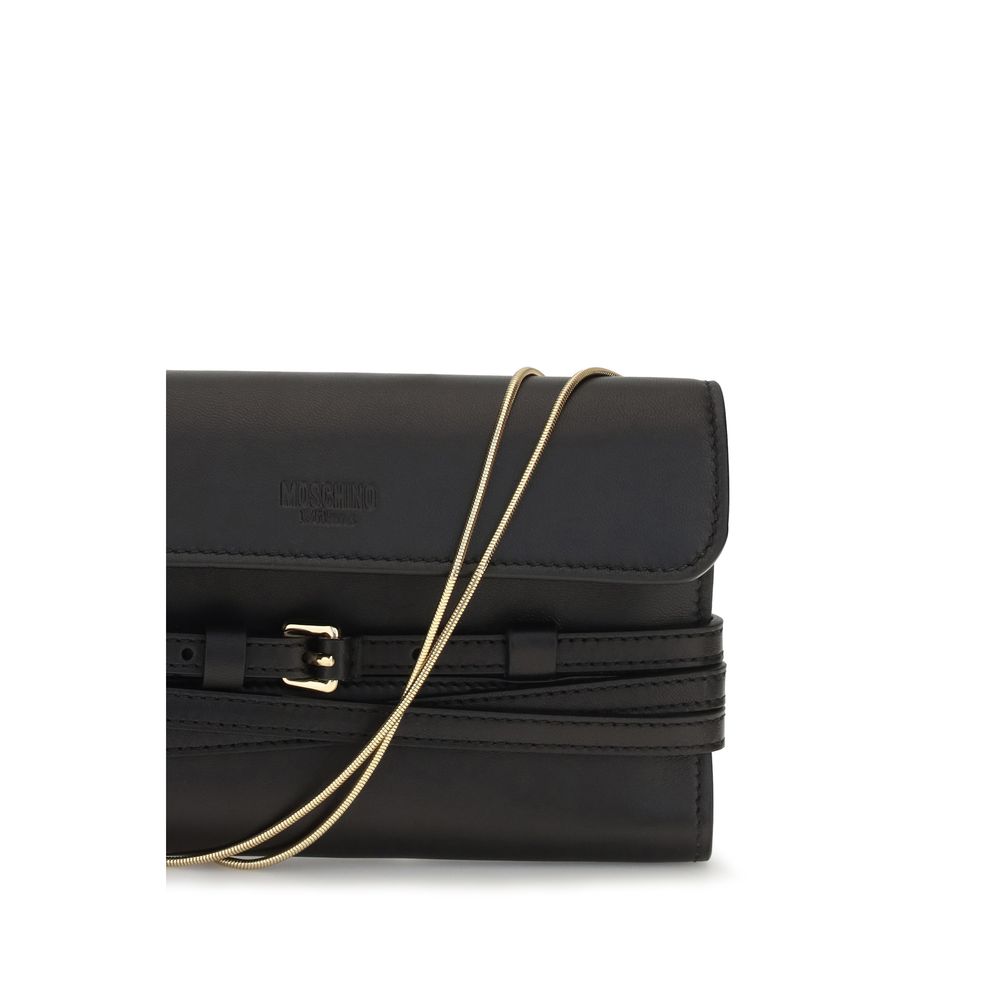 Moschino Black Goatskin Shoulder Bag Moschino