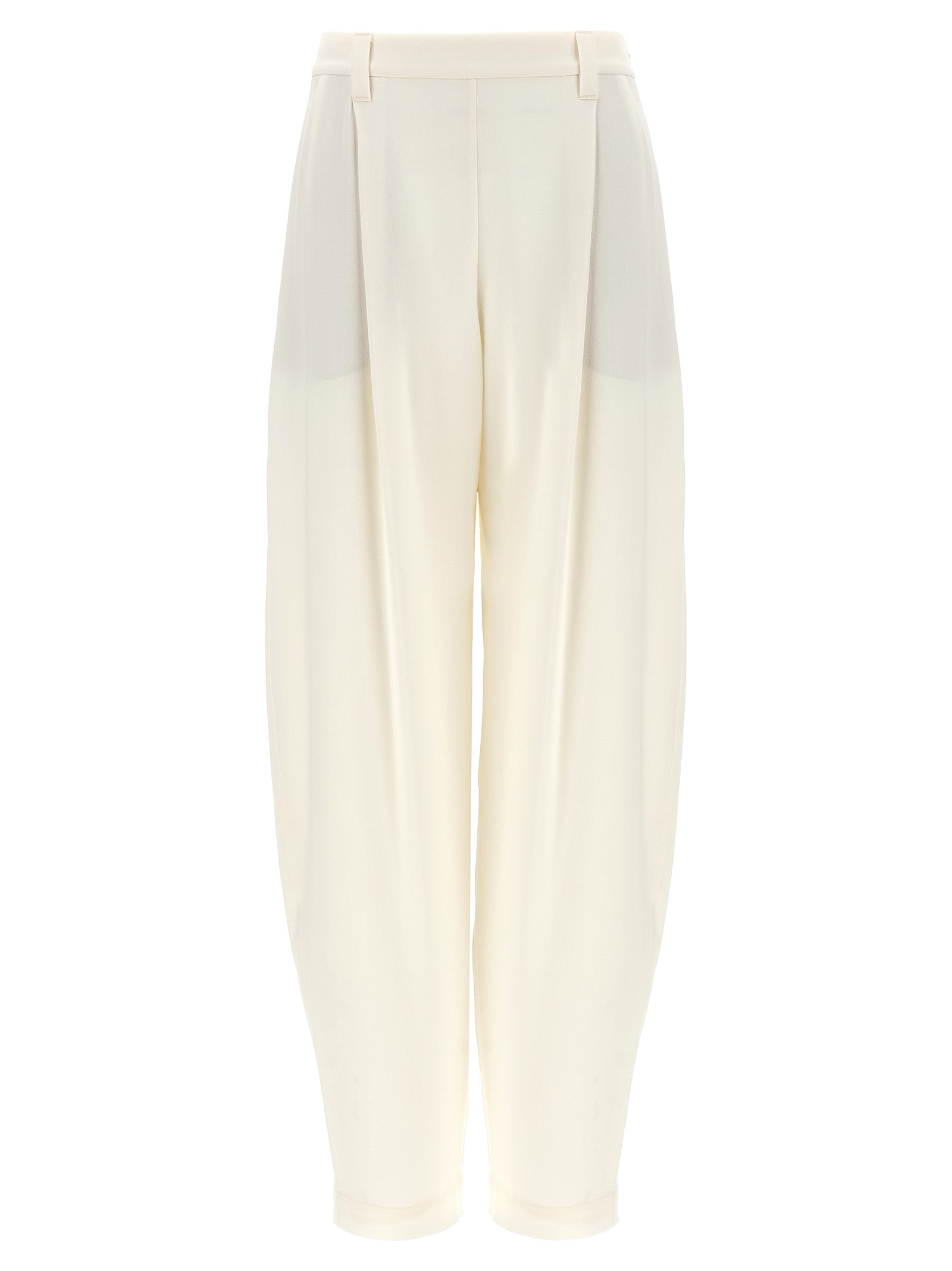 Brunello Cucinelli White Silk Casual Pants Brunello Cucinelli