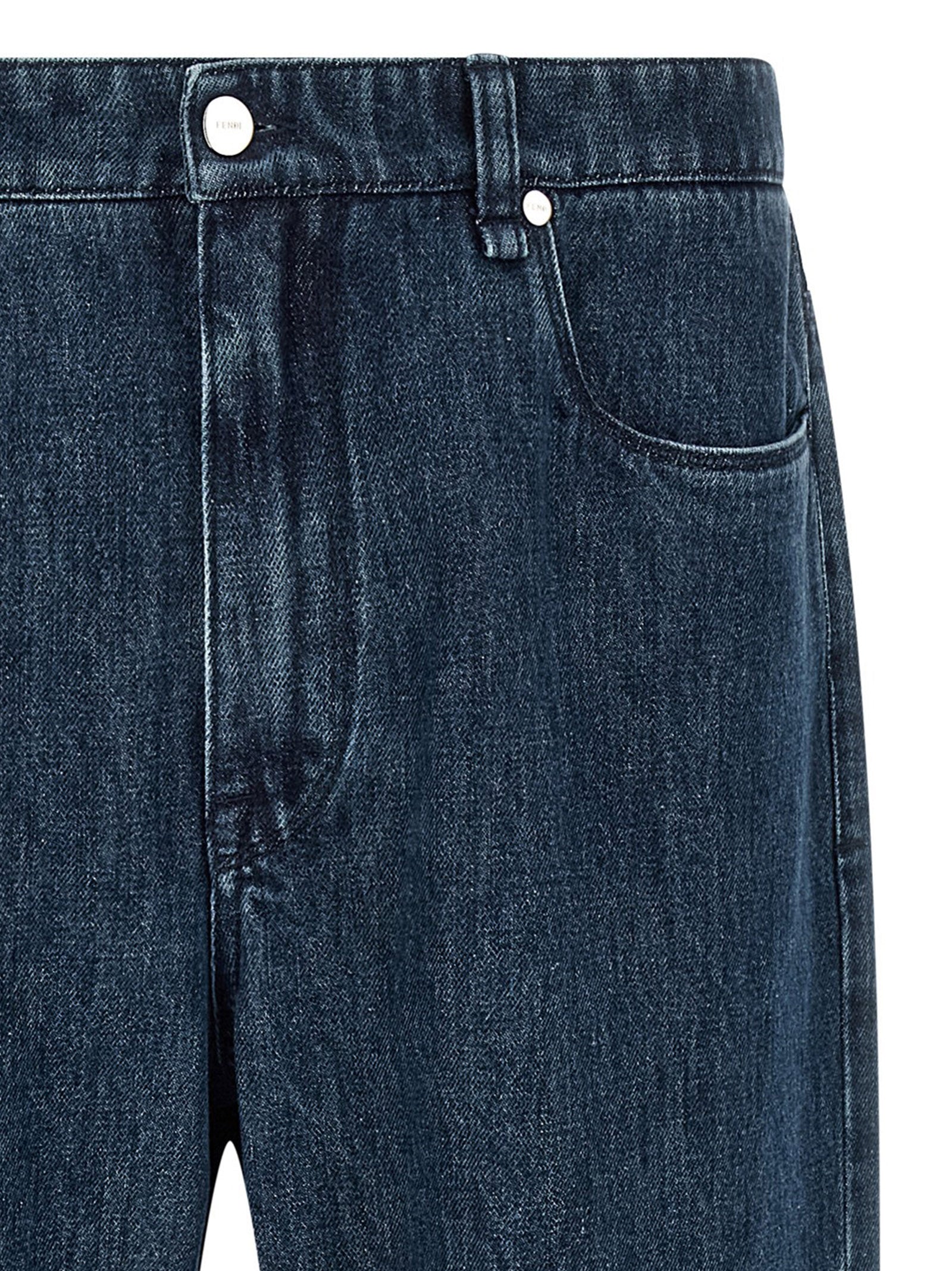 Fendi Blue Cotton Flared Jeans Fendi