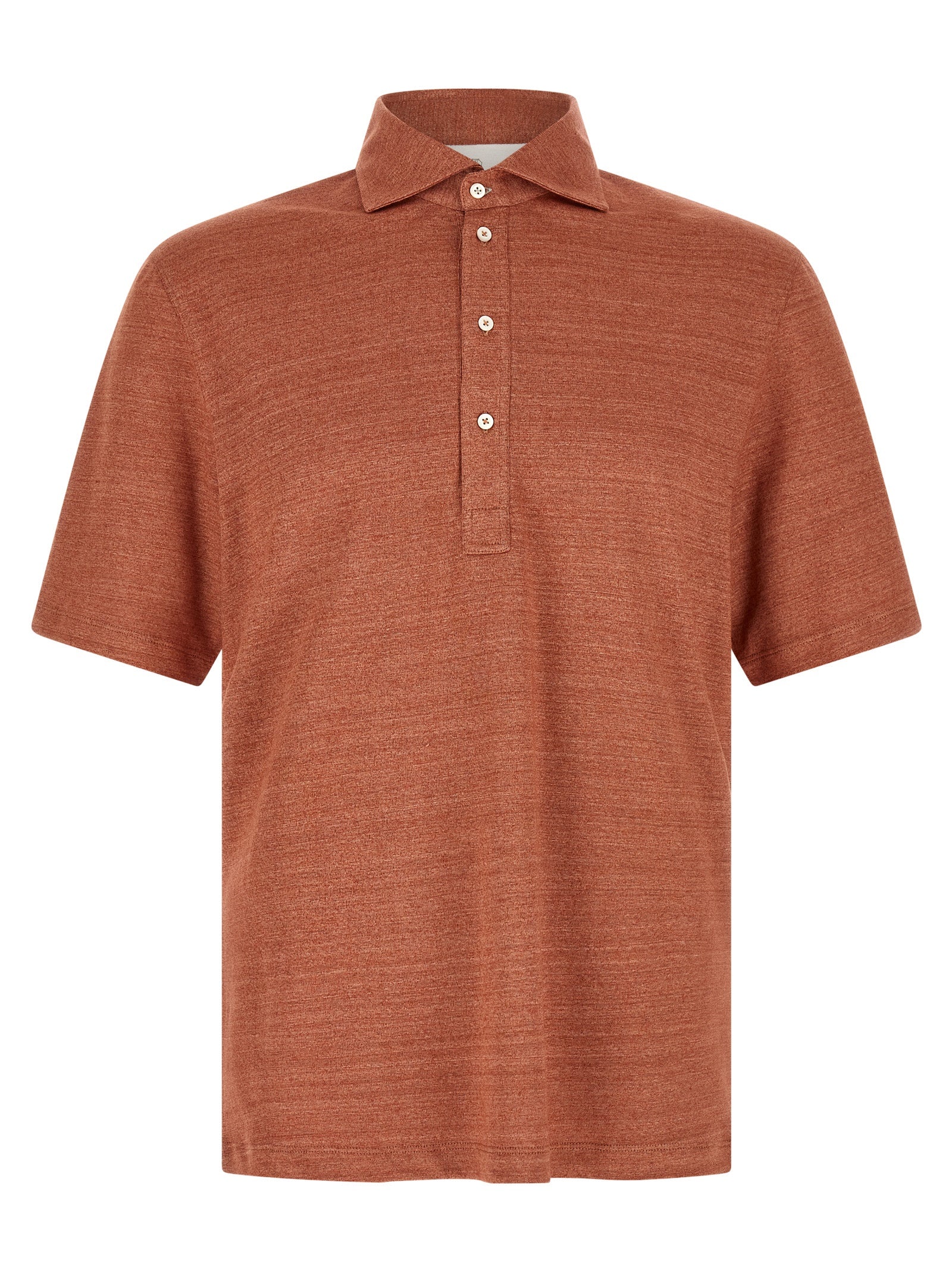 Brunello Cucinelli Orange Linen Polo Shirt Brunello Cucinelli