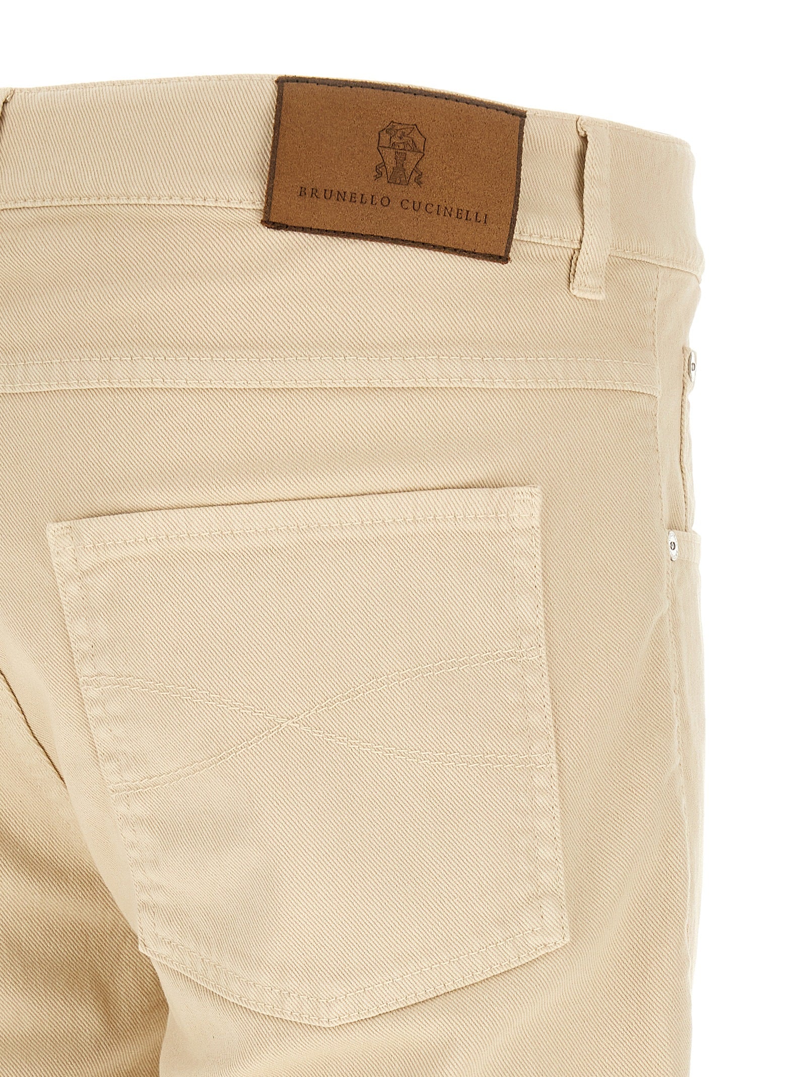 Brunello Cucinelli Beige Cotton Straight-Leg Jeans Brunello Cucinelli