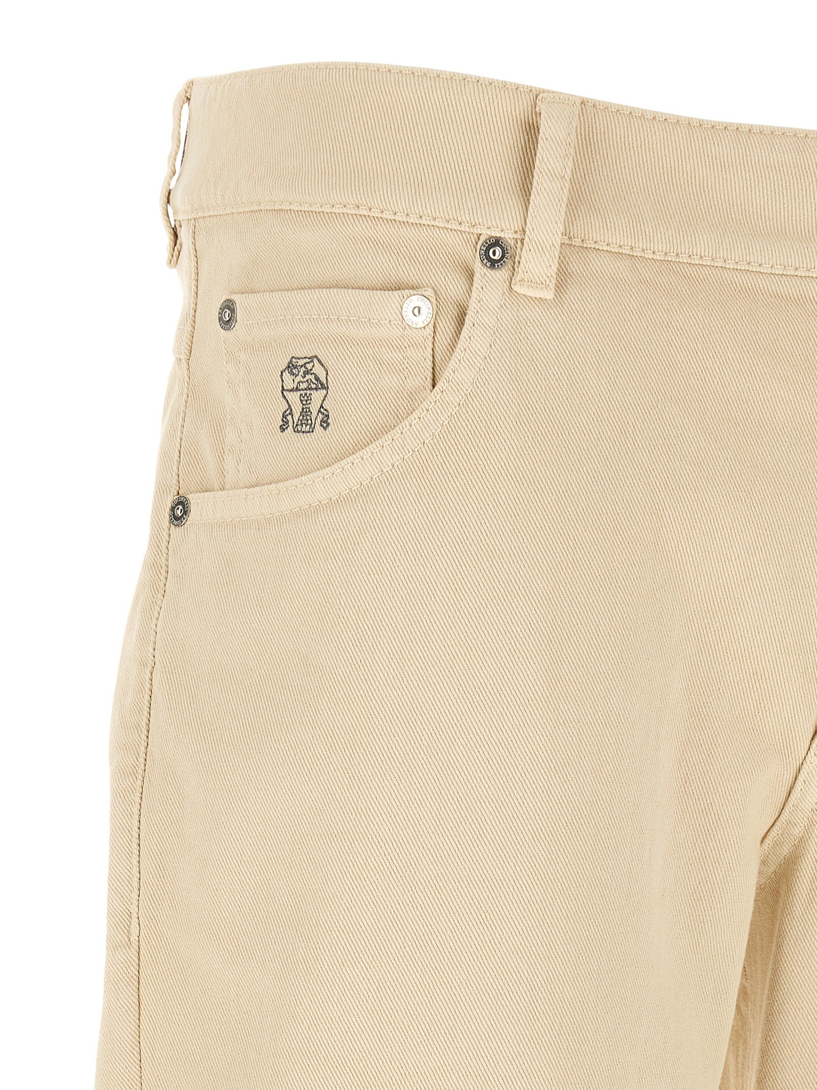 Brunello Cucinelli Beige Cotton Straight-Leg Jeans Brunello Cucinelli