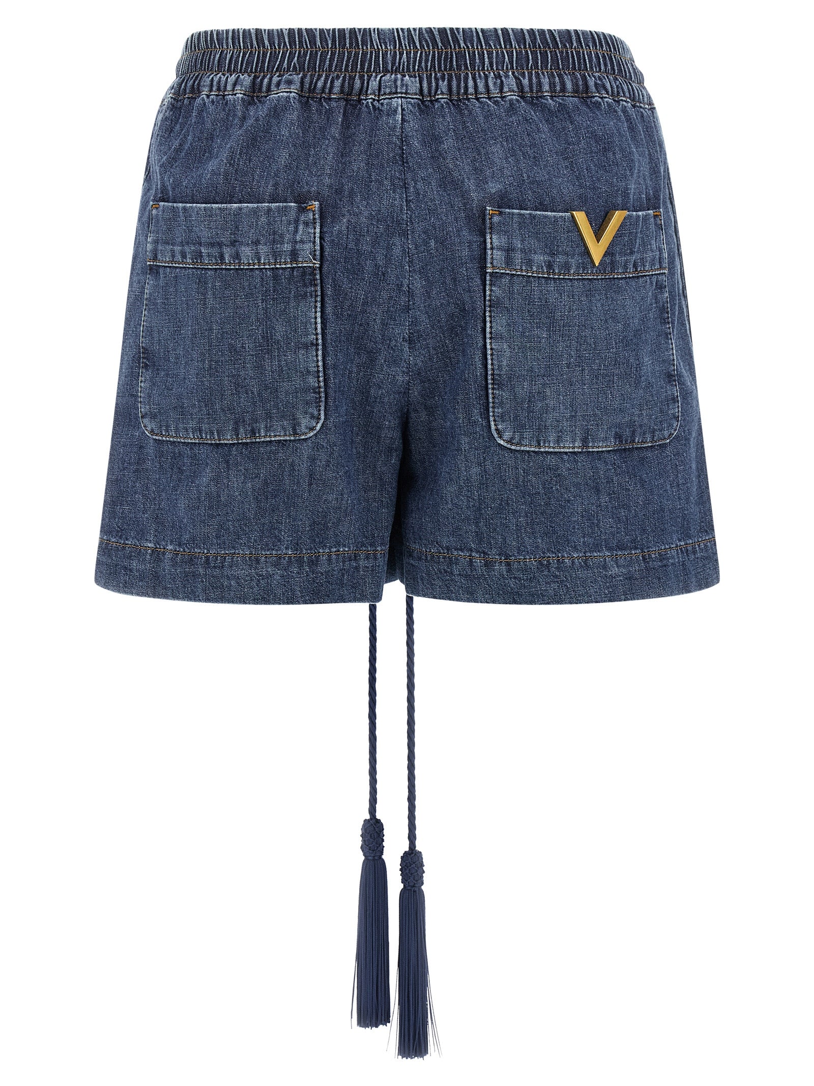 Valentino Garavani Blue Cotton Bermuda Shorts Valentino Garavani