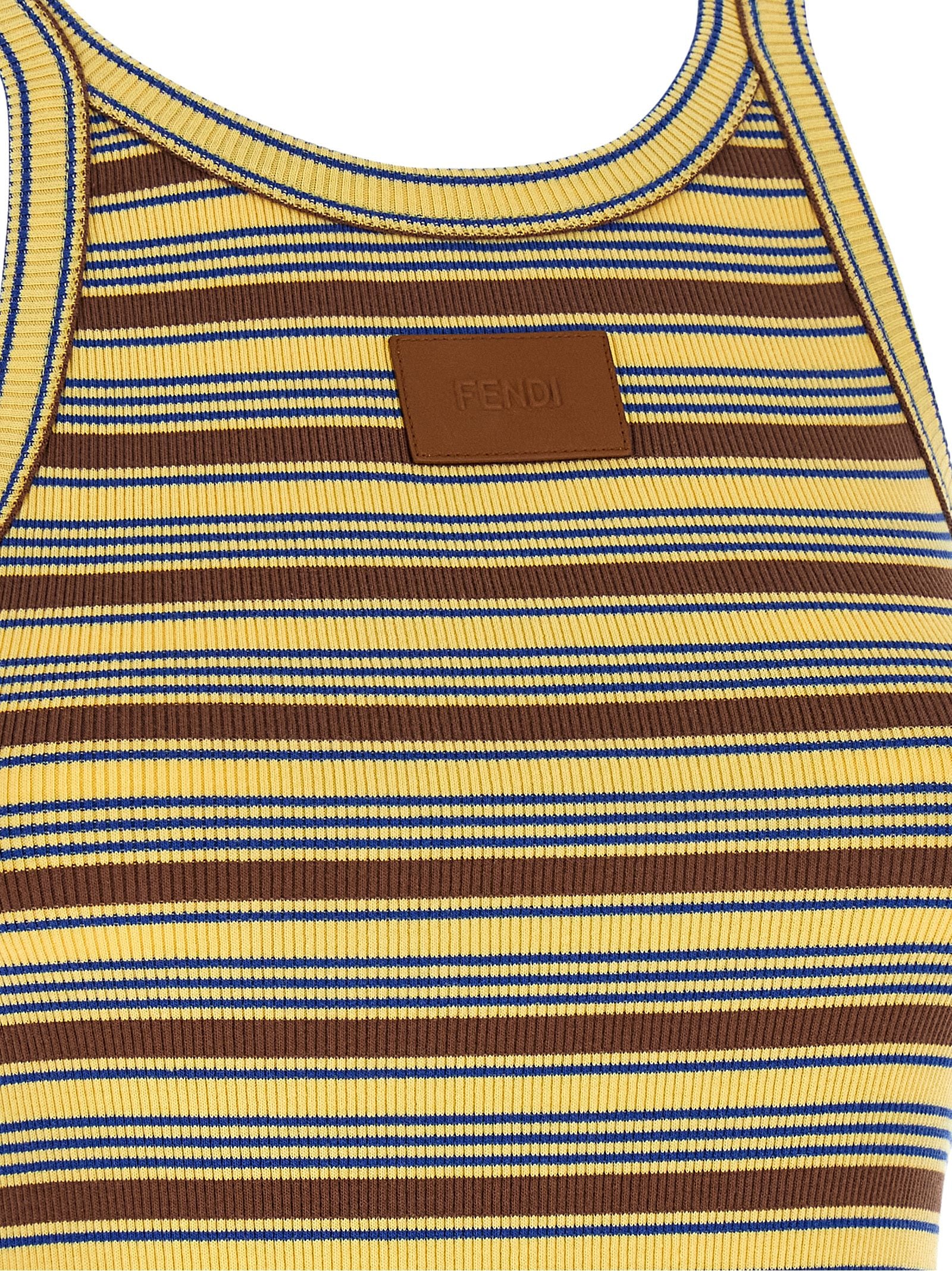 Fendi Multicolor Cotton Sleeveles T-Shirt Fendi