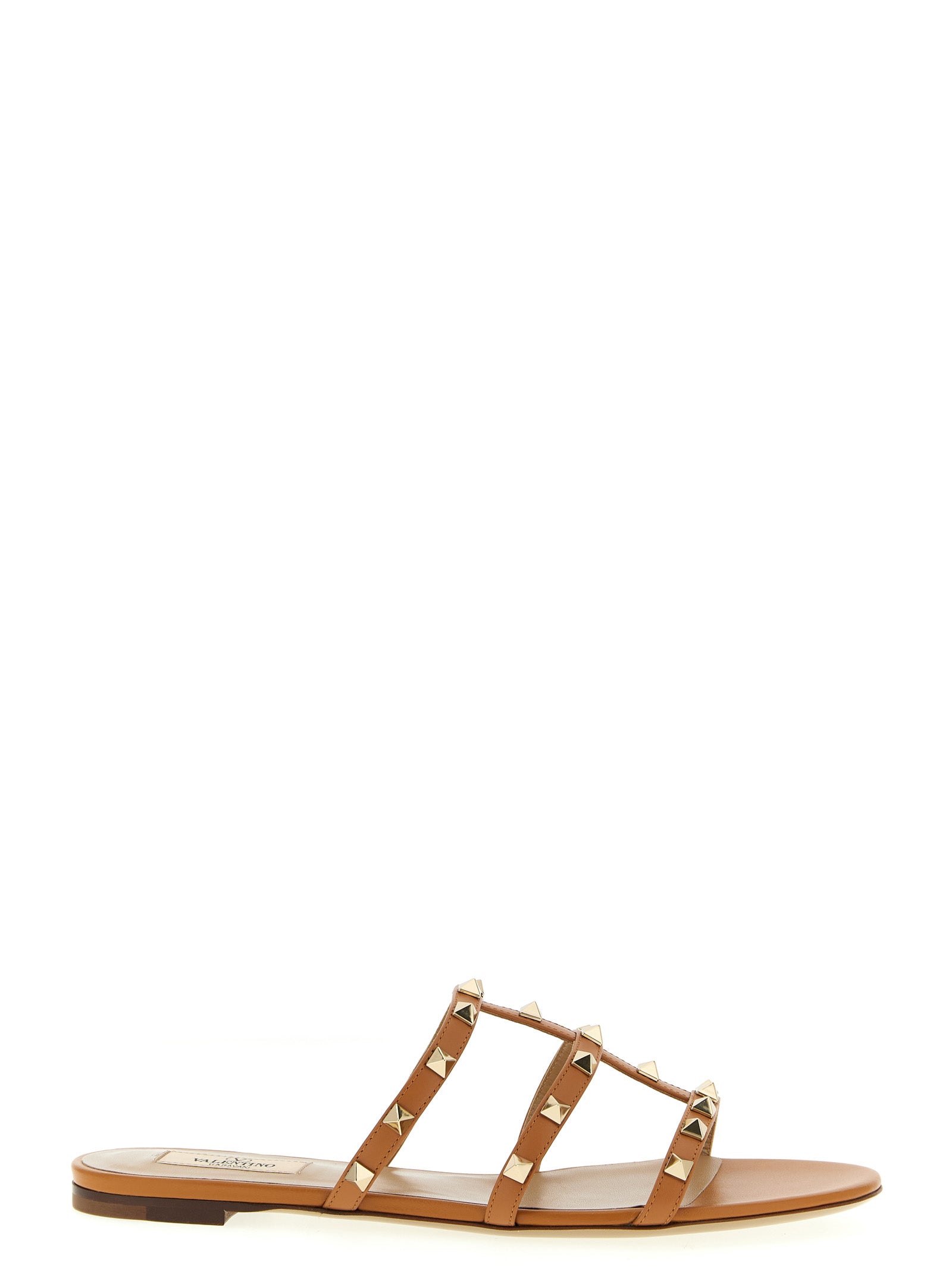 Valentino Garavani Beige Calfskin Flat Sandals Valentino Garavani
