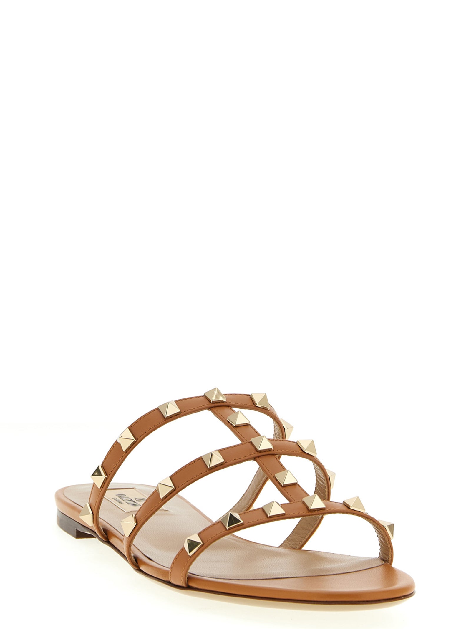 Valentino Garavani Beige Calfskin Flat Sandals Valentino Garavani