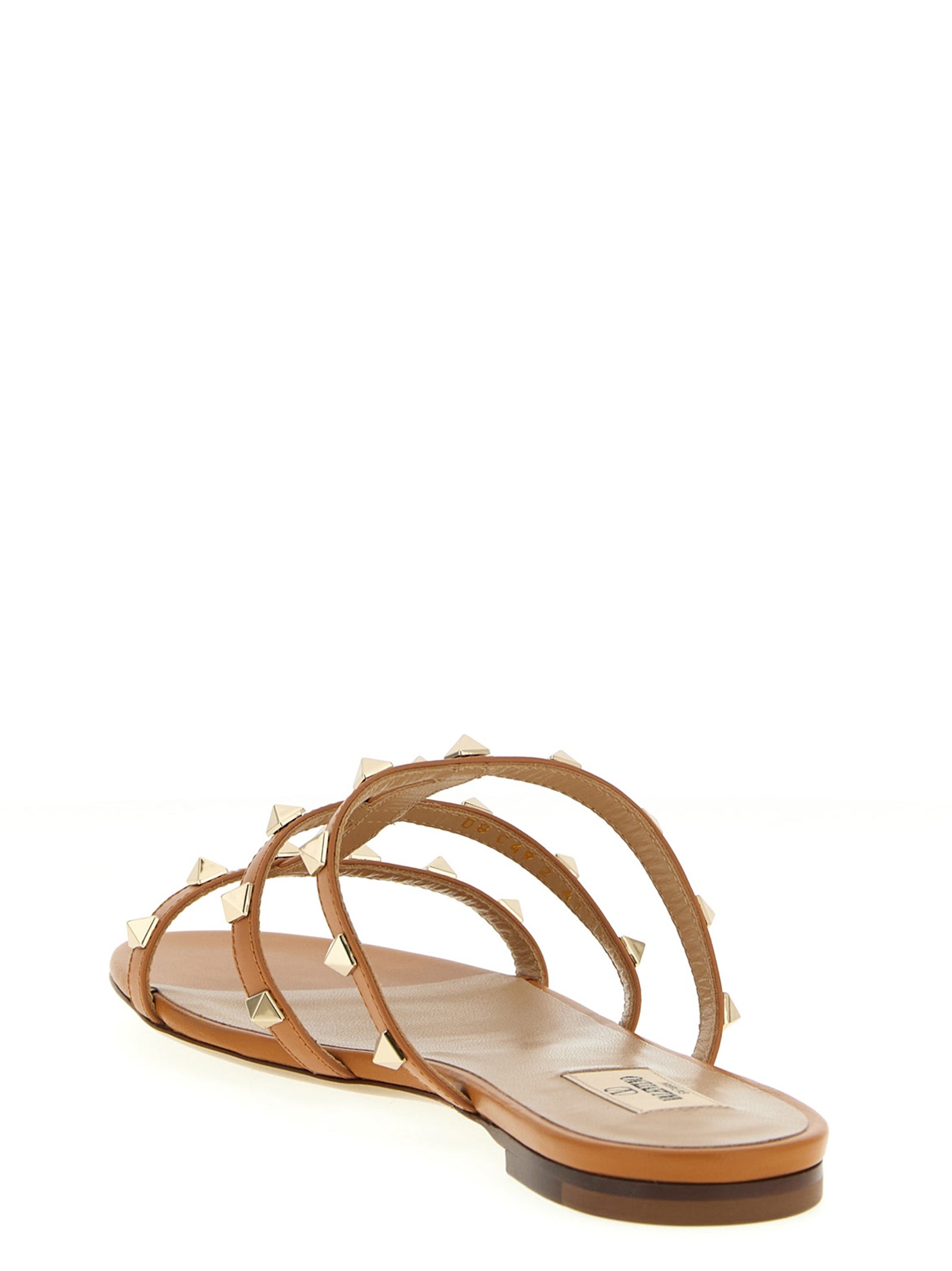 Valentino Garavani Beige Calfskin Flat Sandals Valentino Garavani