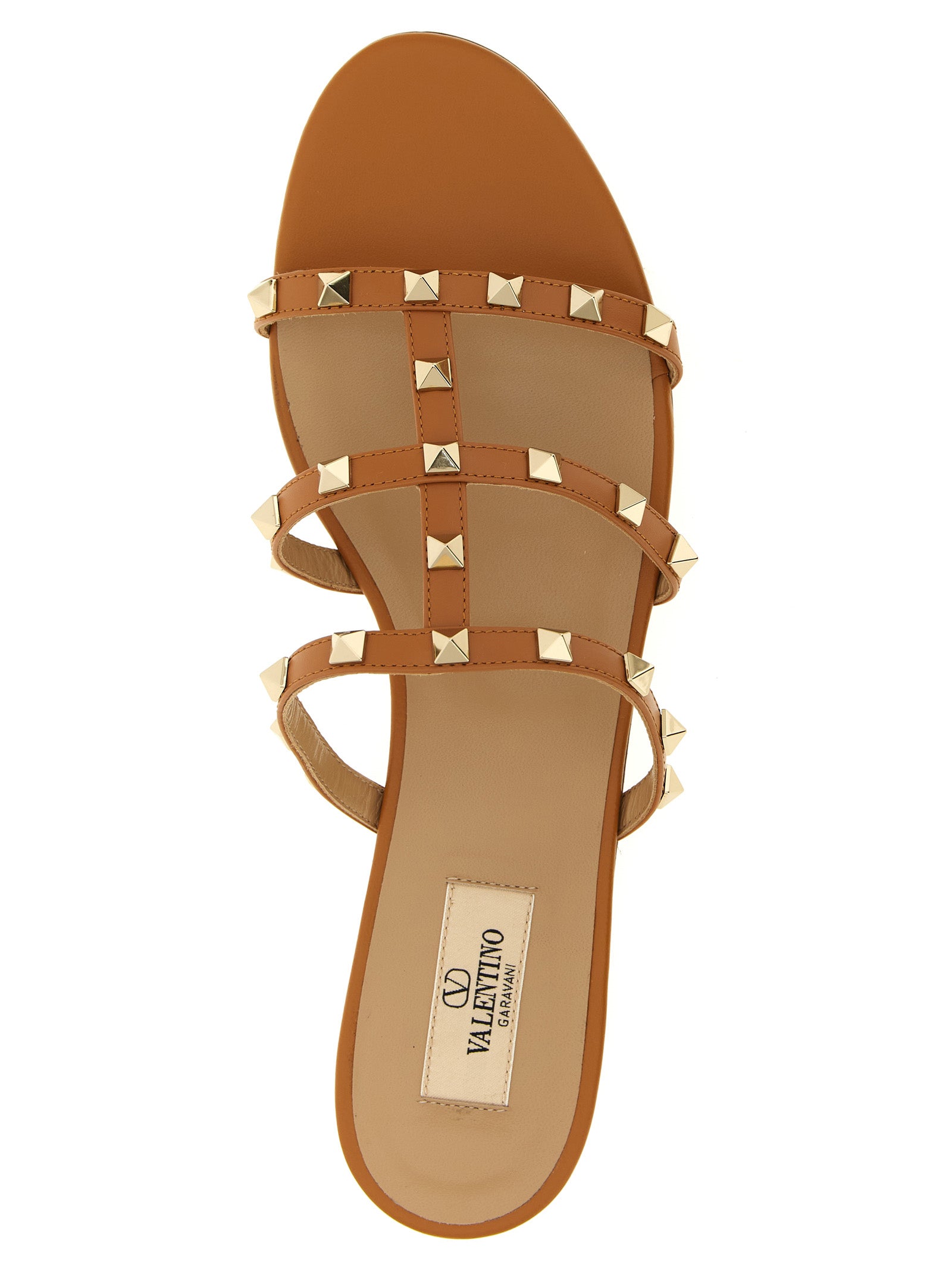 Valentino Garavani Beige Calfskin Flat Sandals Valentino Garavani