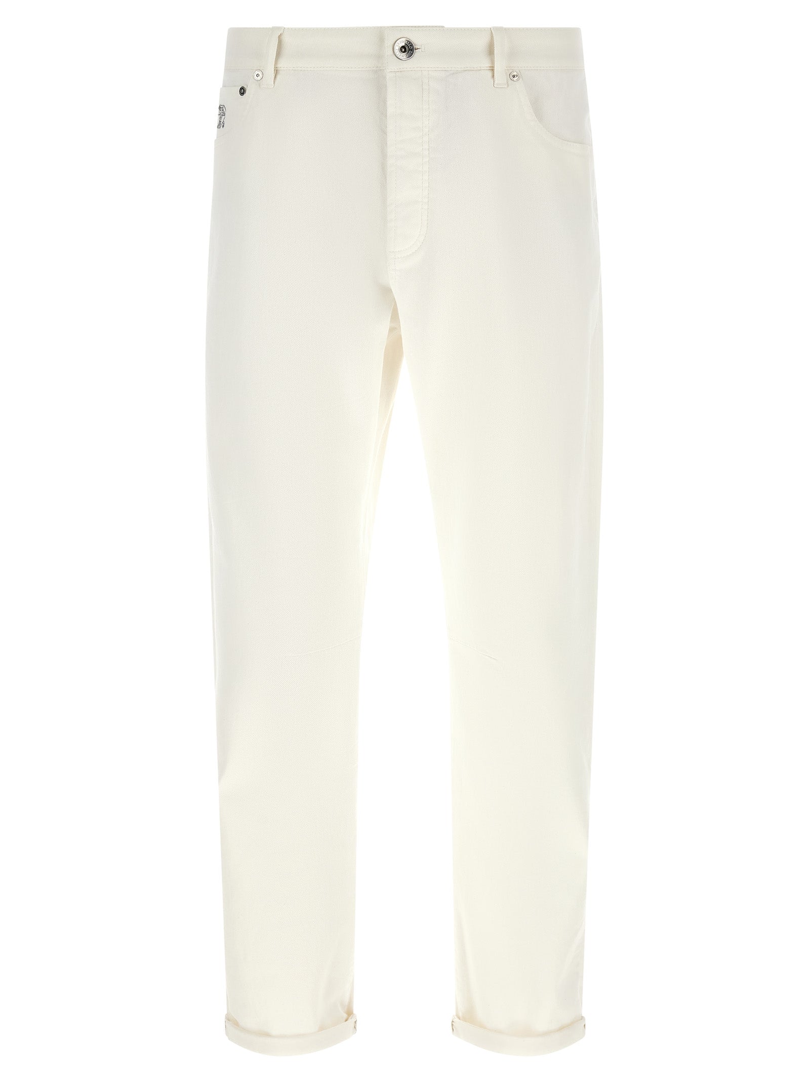 Brunello Cucinelli White Cotton Cropped Jeans Brunello Cucinelli