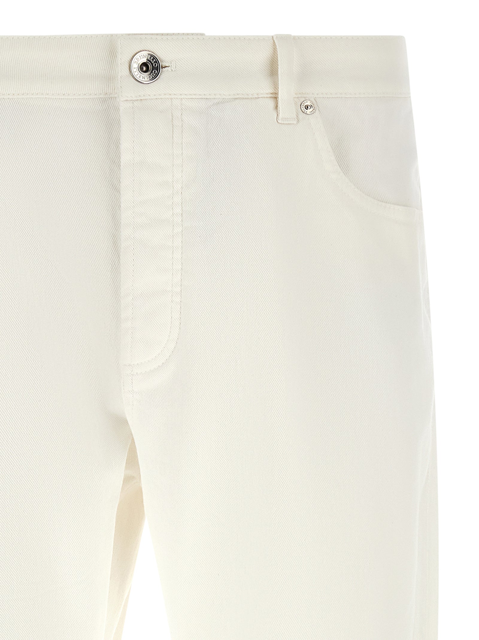 Brunello Cucinelli White Cotton Cropped Jeans Brunello Cucinelli