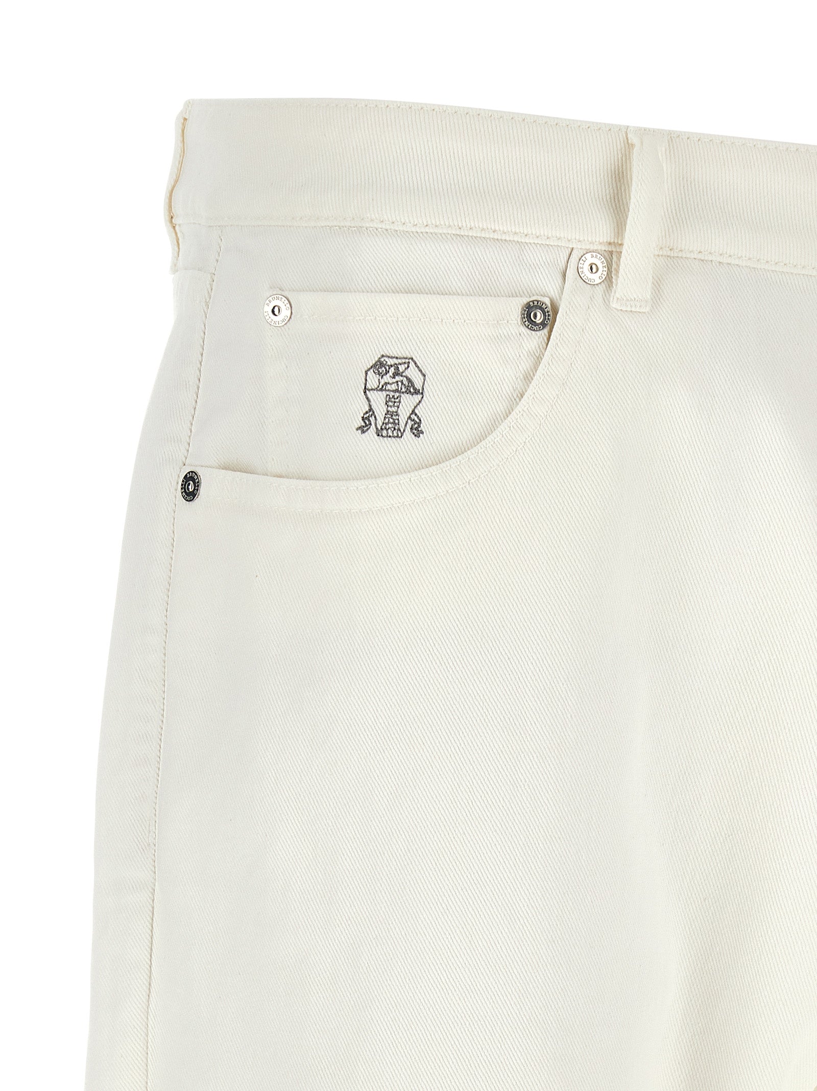 Brunello Cucinelli White Cotton Cropped Jeans Brunello Cucinelli