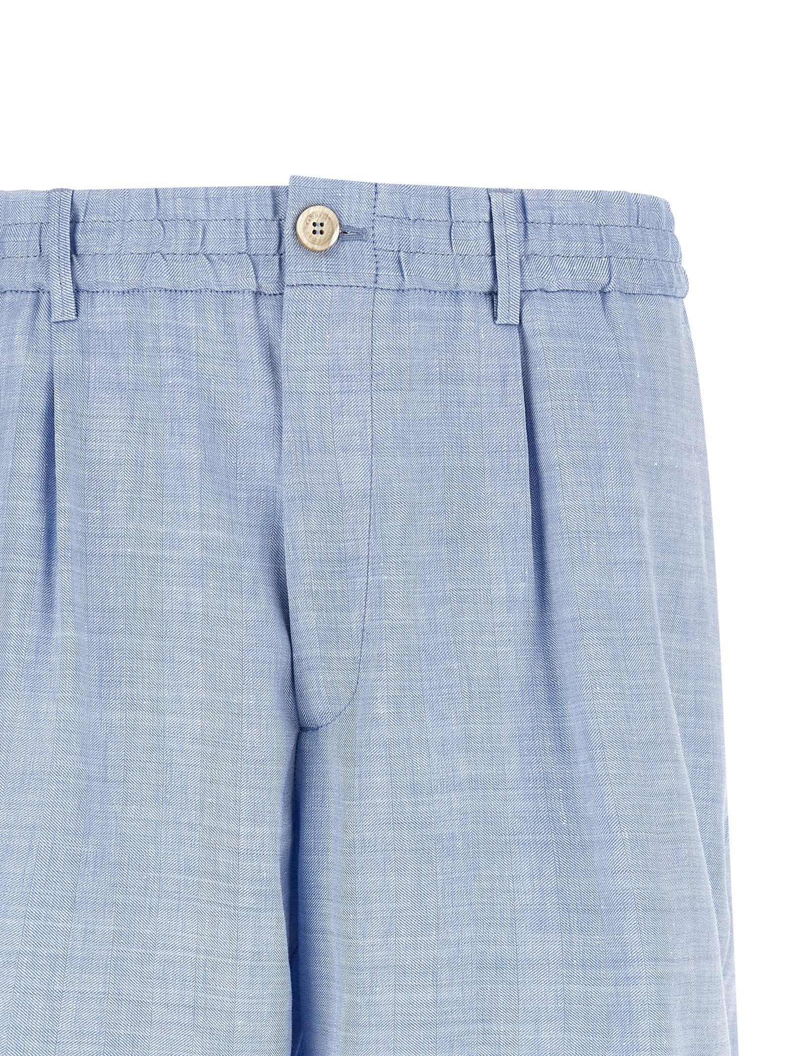 Brunello Cucinelli Blue Linen Bermuda Shorts Brunello Cucinelli
