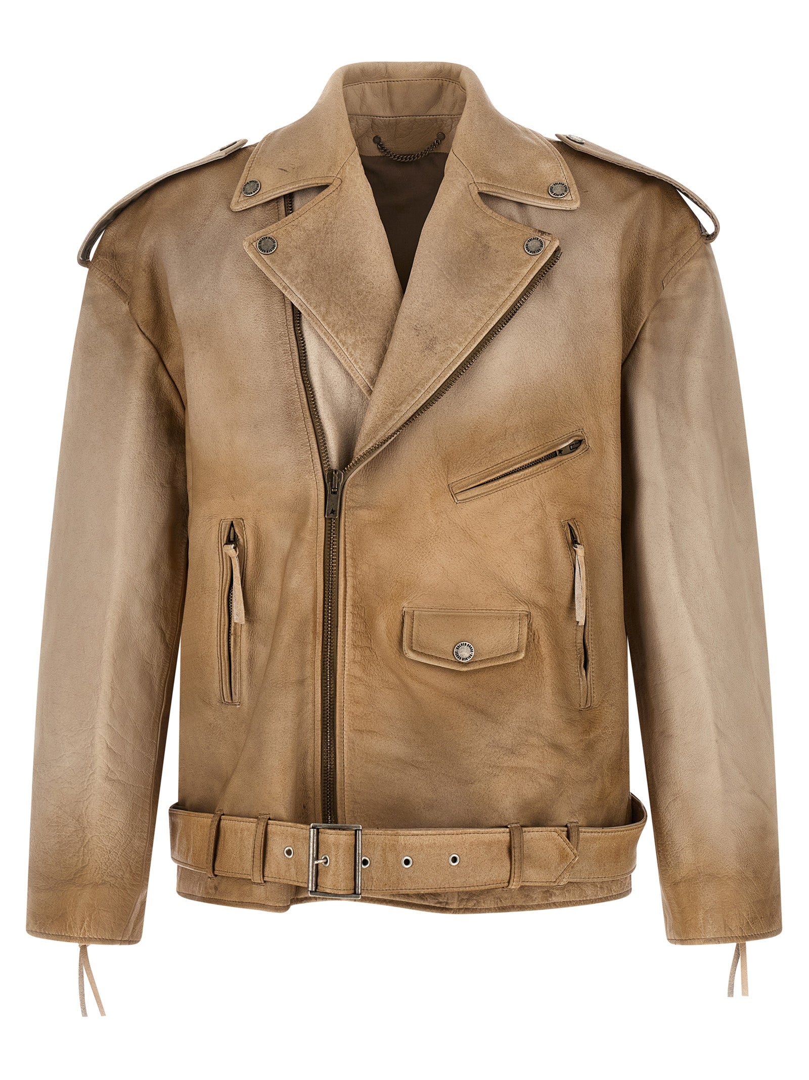 Golden Goose Beige Buffalo Leather Leather Jacket Golden Goose