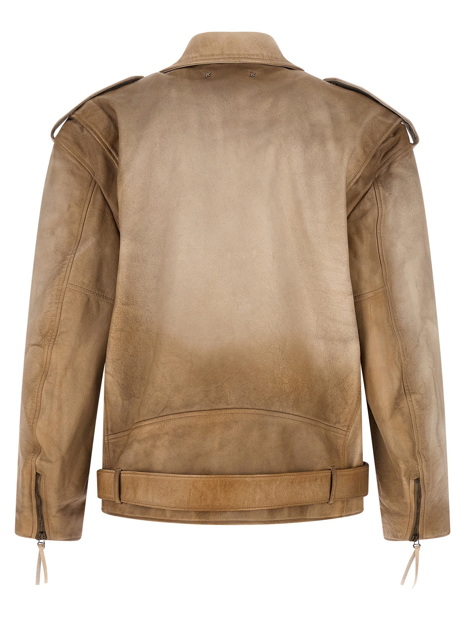 Golden Goose Beige Buffalo Leather Leather Jacket Golden Goose
