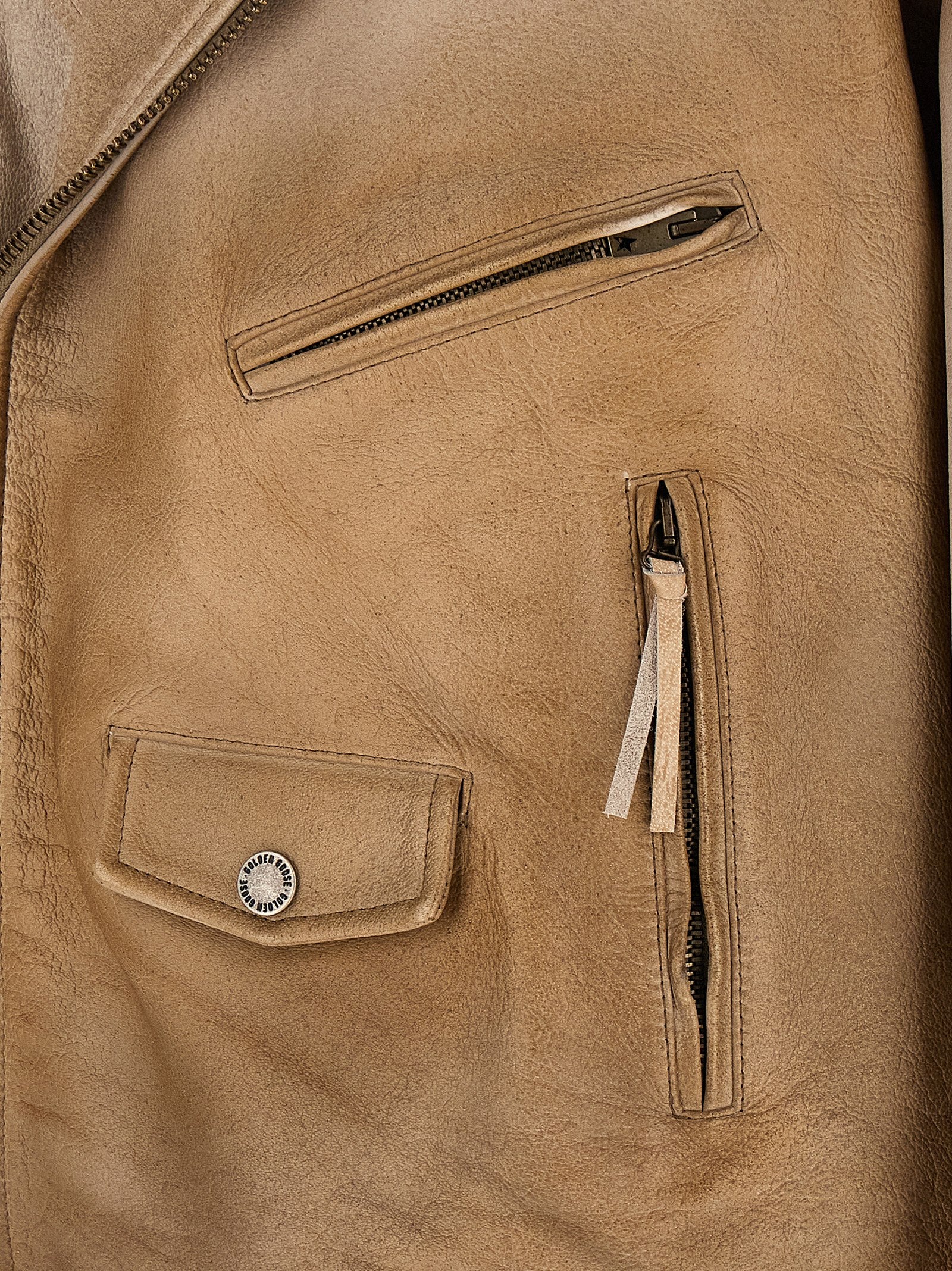 Golden Goose Beige Buffalo Leather Leather Jacket Golden Goose