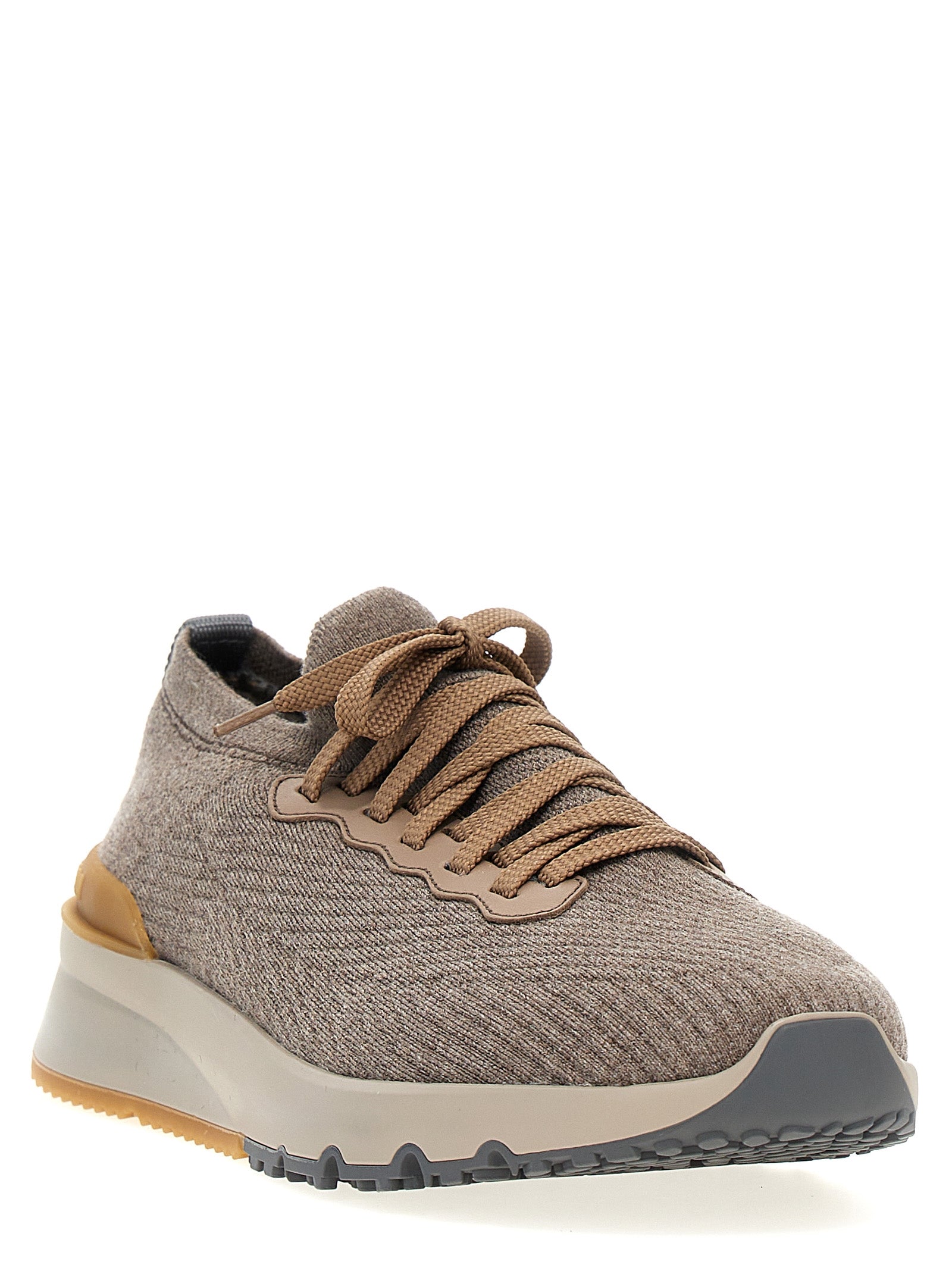 Brunello Cucinelli Gray Wool Low Top Sneakers Brunello Cucinelli