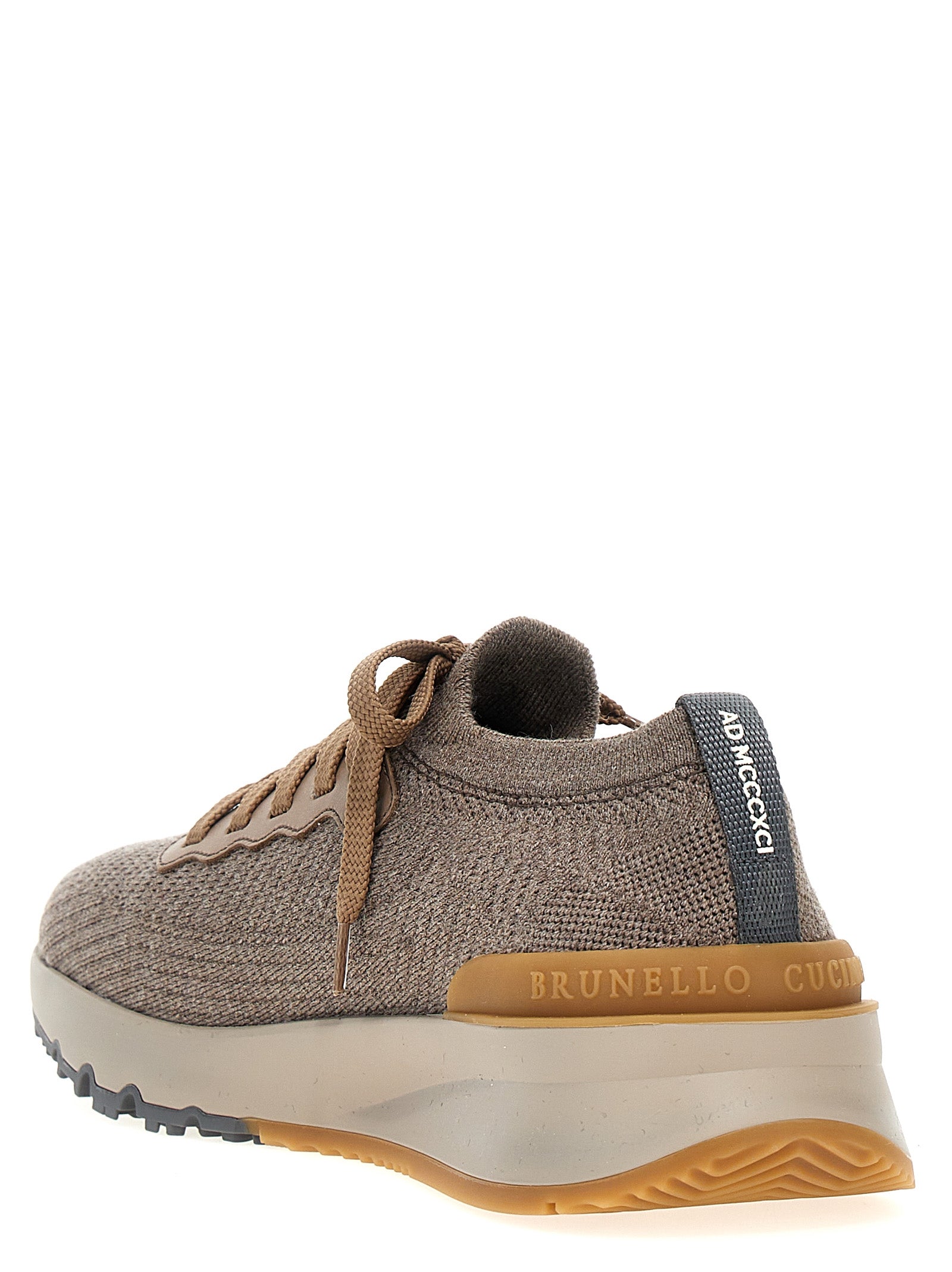Brunello Cucinelli Gray Wool Low Top Sneakers Brunello Cucinelli