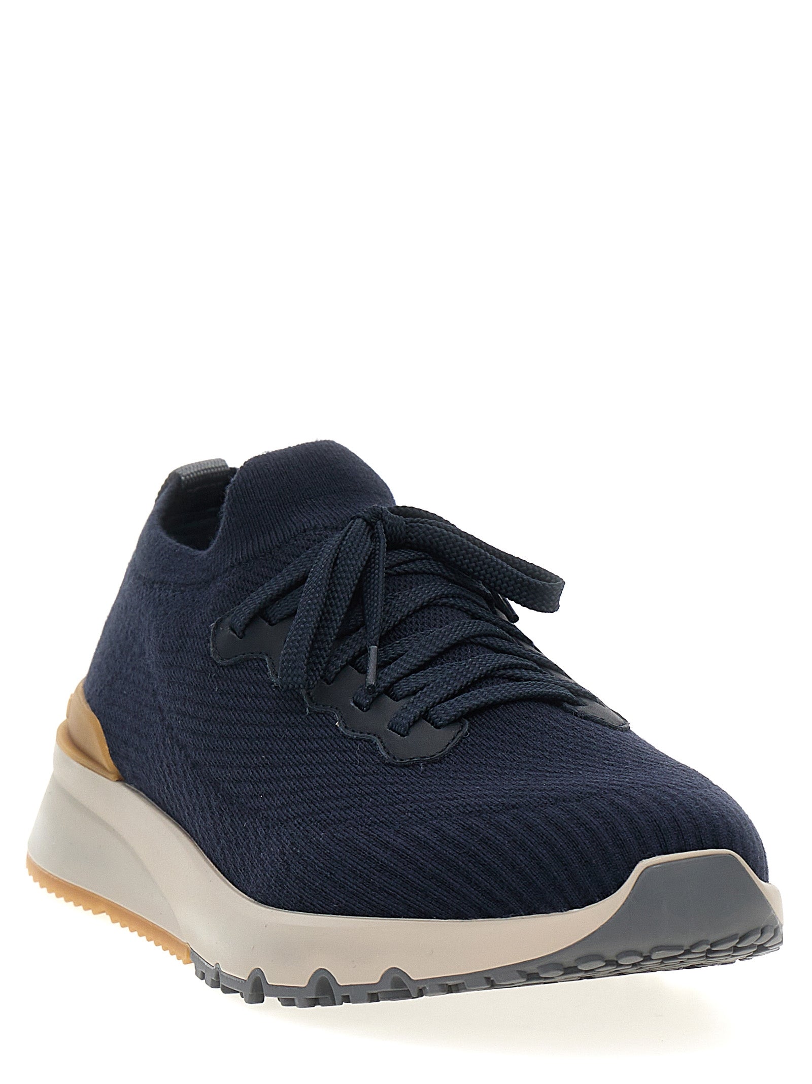 Brunello Cucinelli Blue Wool Athletic Sneakers Brunello Cucinelli