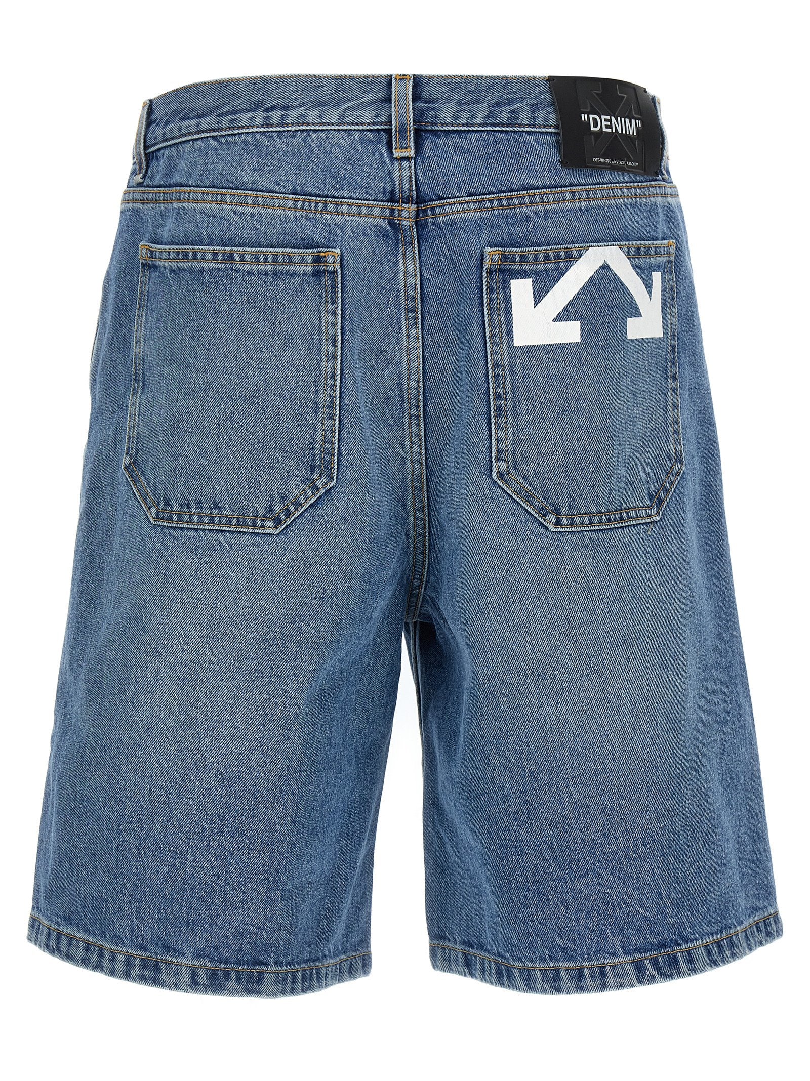 Off-White Blue Cotton Bermuda Shorts Off-White
