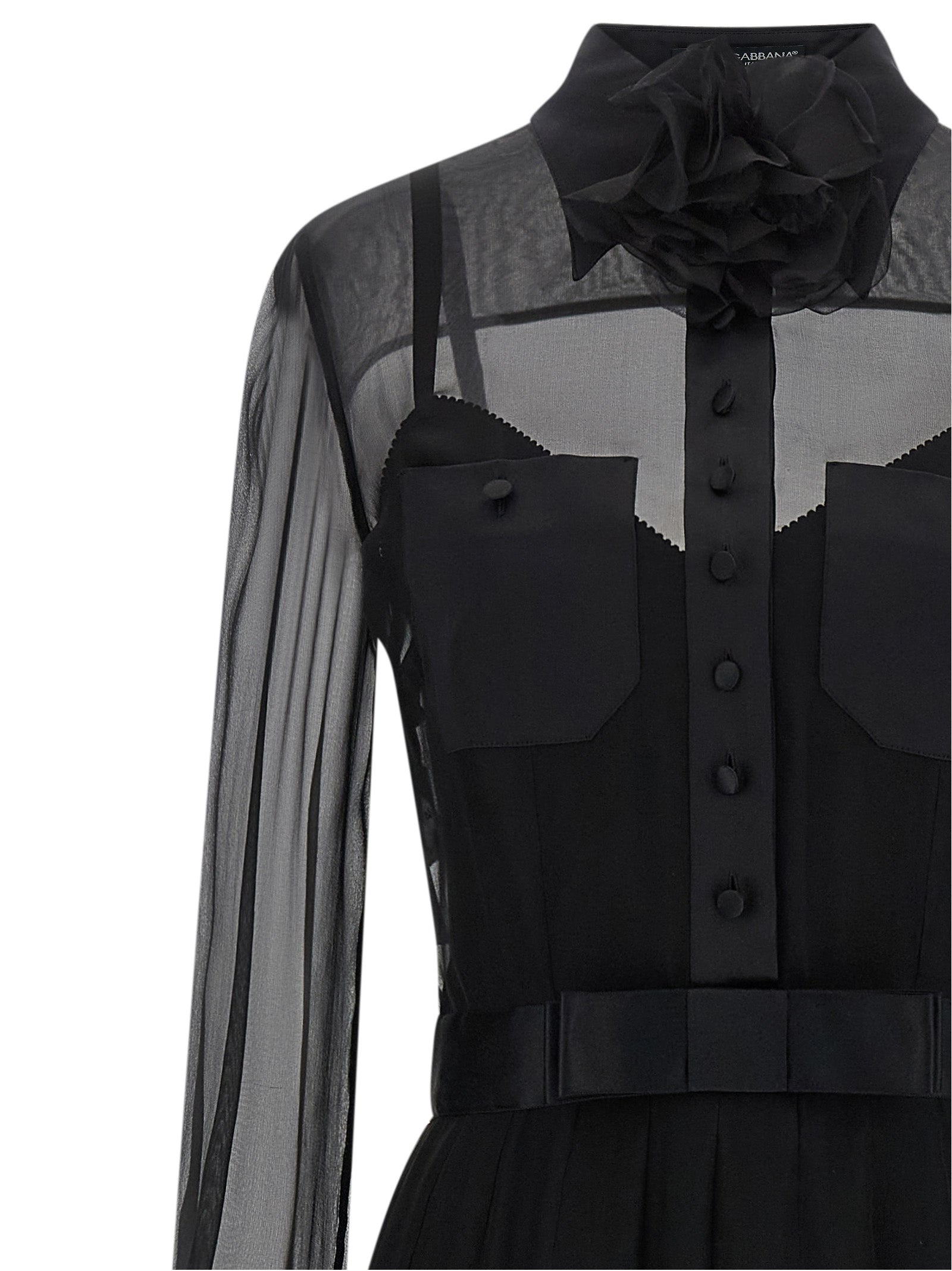Dolce & Gabbana Black Silk Midi Dress Dolce & Gabbana