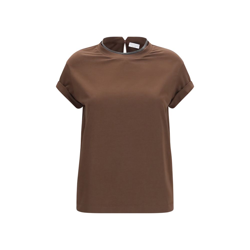 Brunello Cucinelli Brown Elastane T-Shirt Brunello Cucinelli