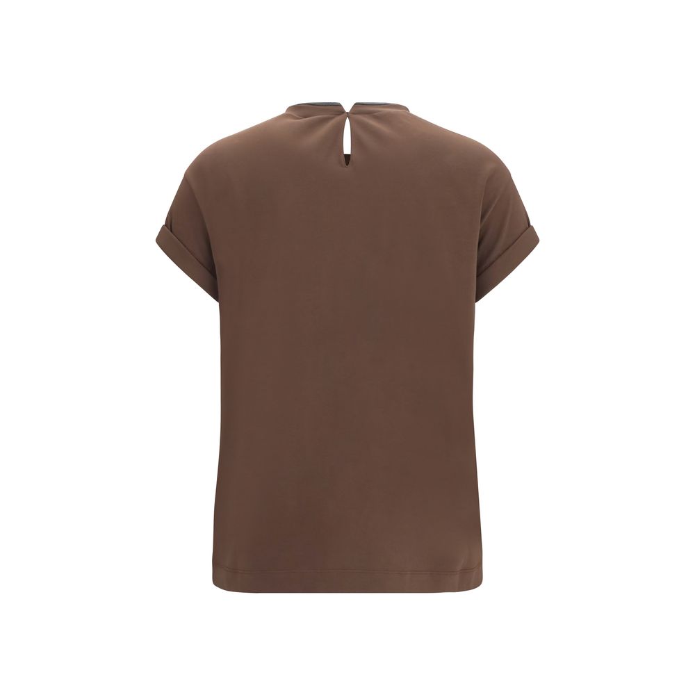 Brunello Cucinelli Brown Elastane T-Shirt Brunello Cucinelli
