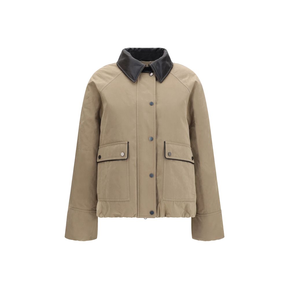Brunello Cucinelli Beige Cotton Leather Jacket Brunello Cucinelli