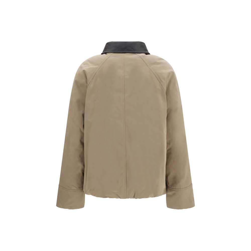 Brunello Cucinelli Beige Cotton Leather Jacket Brunello Cucinelli