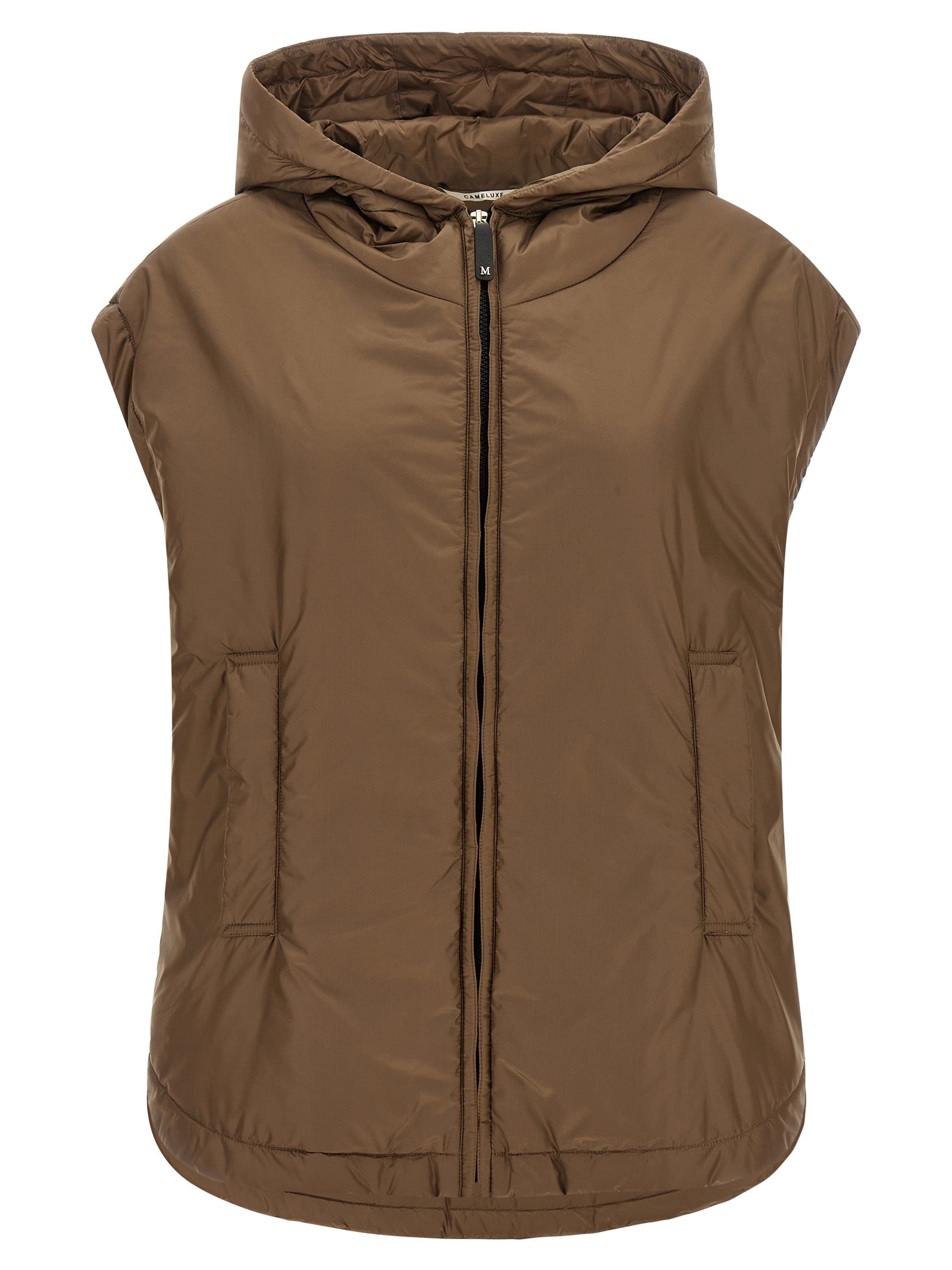 Max Mara Brown Polyester Sleeveless Jacket Max Mara