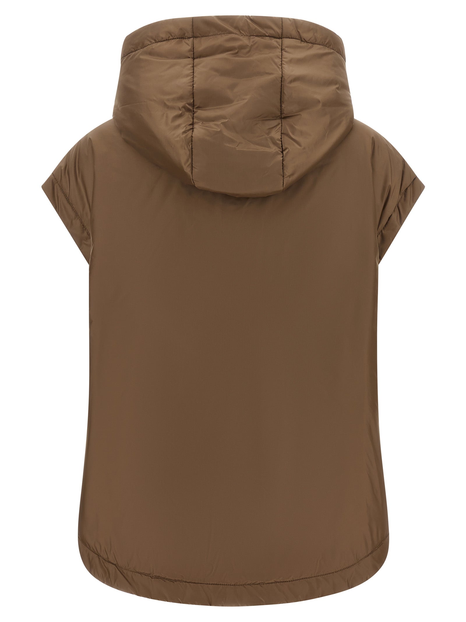 Max Mara Brown Polyester Sleeveless Jacket Max Mara