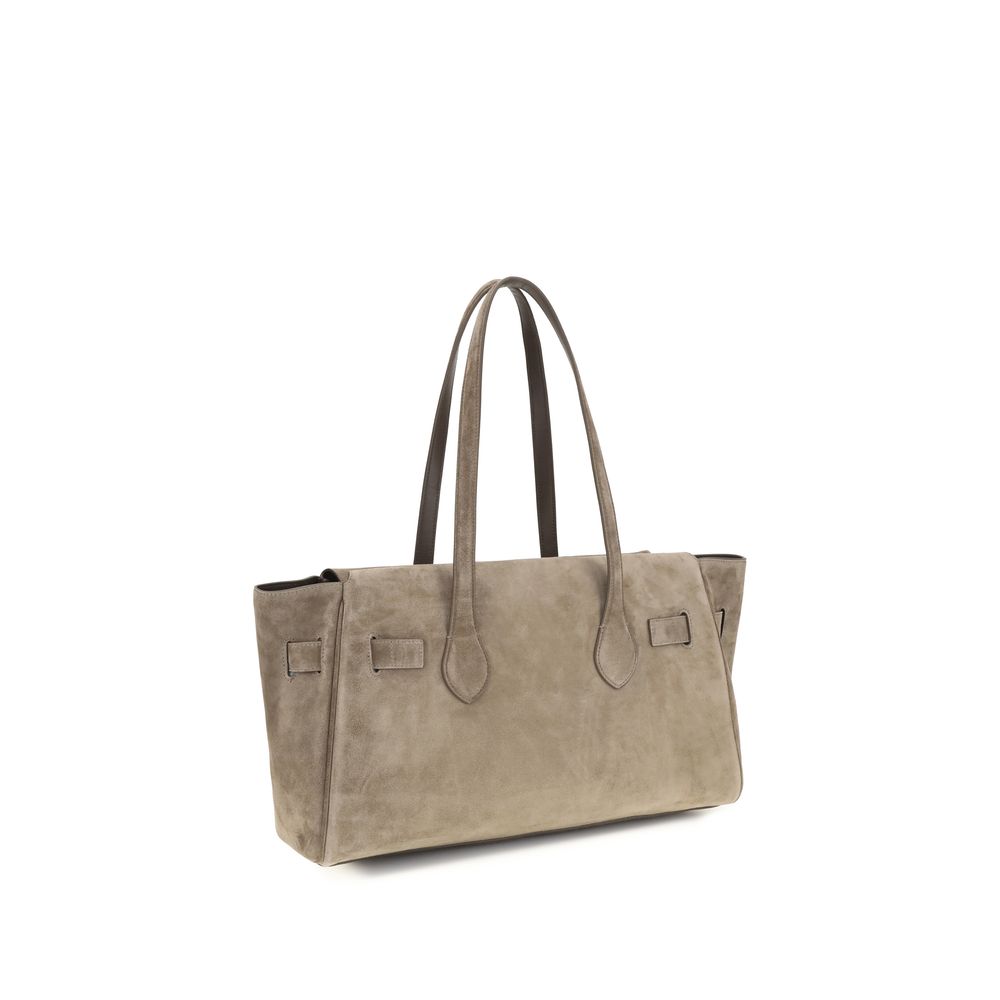 Brunello Cucinelli Brown Calf Leather Bos Taurus Shoulder Bag Brunello Cucinelli