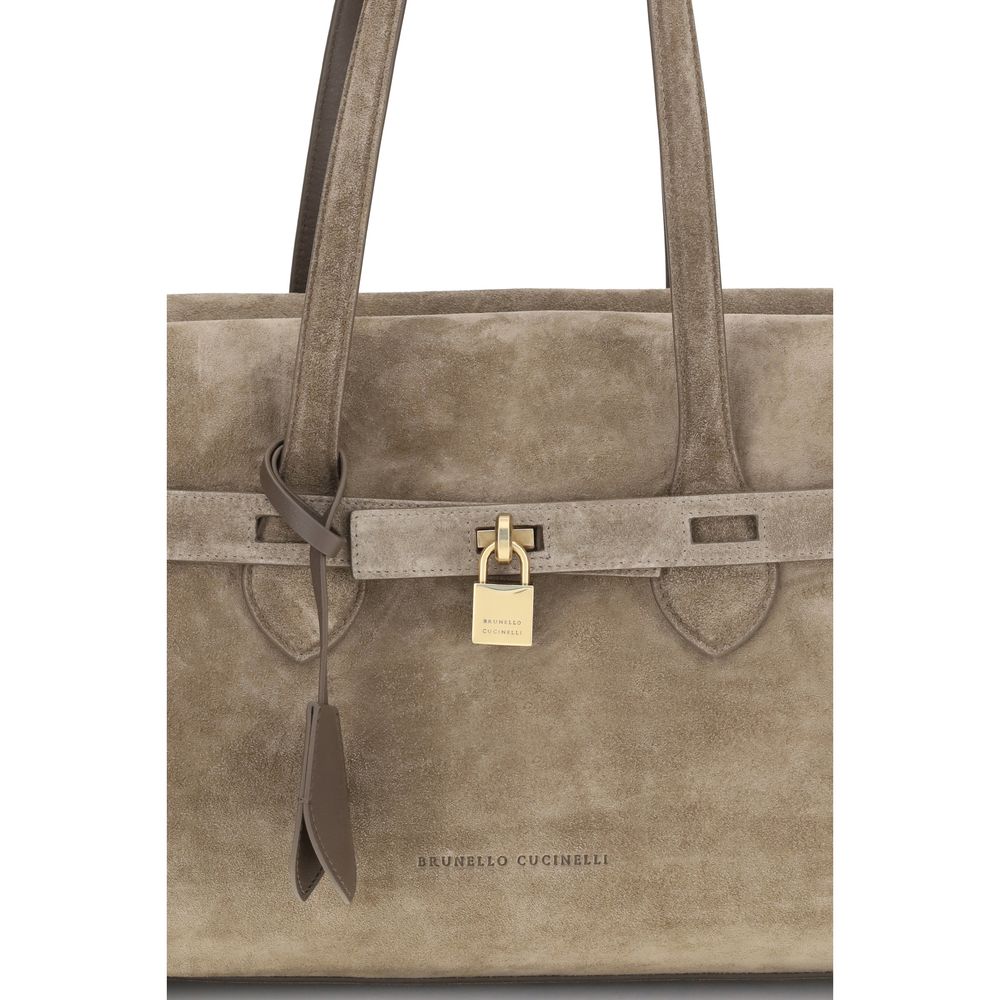 Brunello Cucinelli Brown Calf Leather Bos Taurus Shoulder Bag Brunello Cucinelli