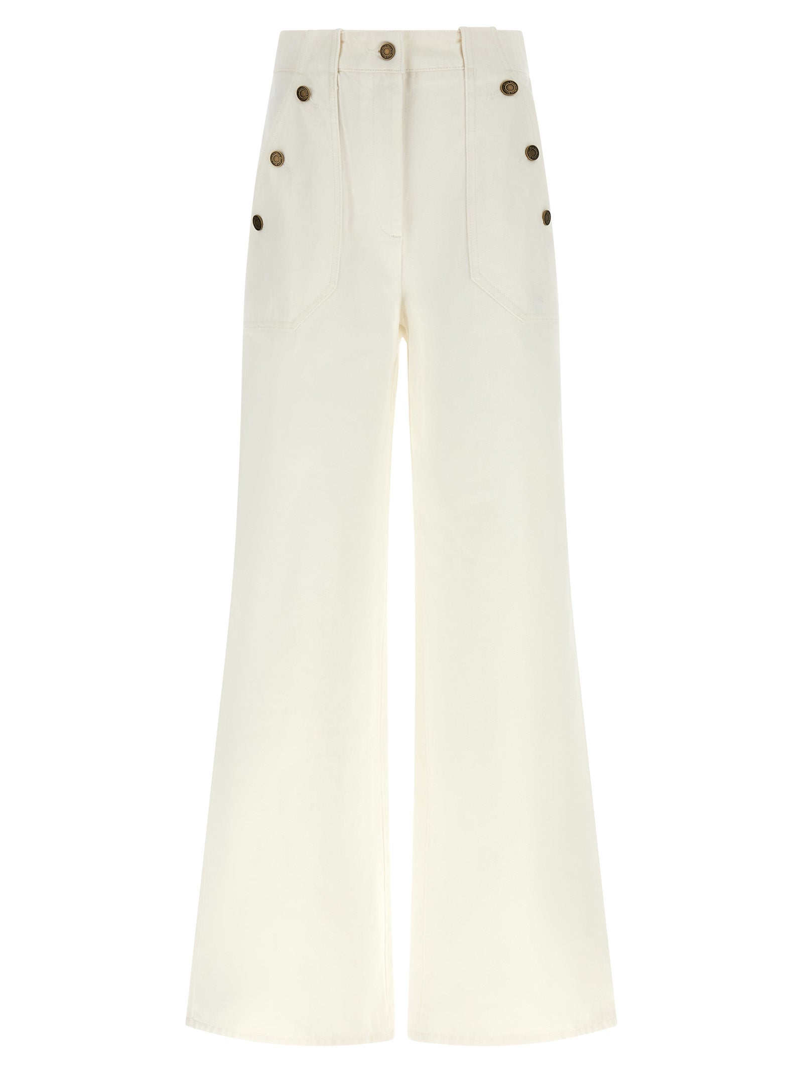Max Mara White Cotton Flared Pants Max Mara