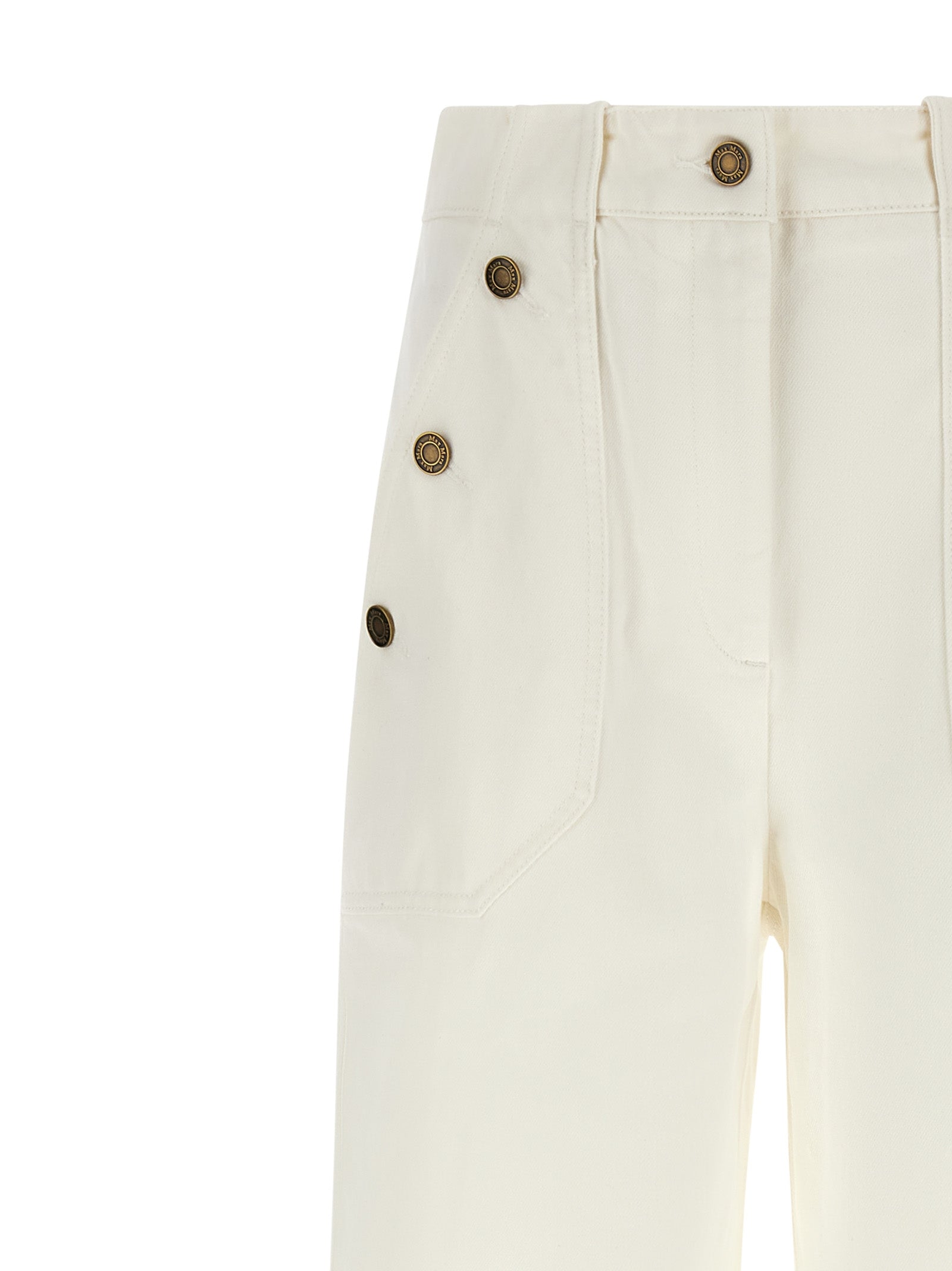 Max Mara White Cotton Flared Pants Max Mara