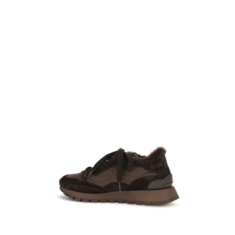 Brunello Cucinelli Black Calf Leather Bos Taurus Athletic Sneakers Brunello Cucinelli