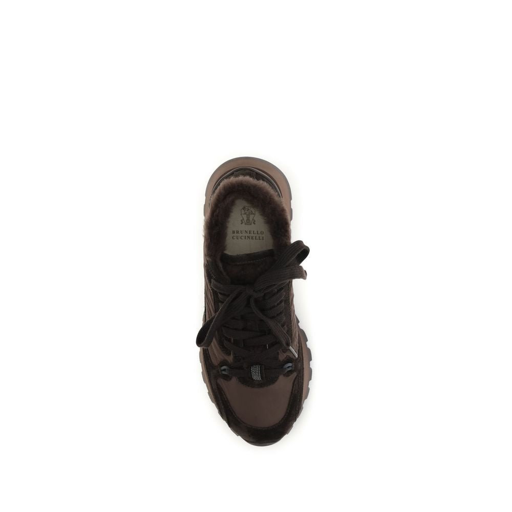 Brunello Cucinelli Black Calf Leather Bos Taurus Athletic Sneakers Brunello Cucinelli