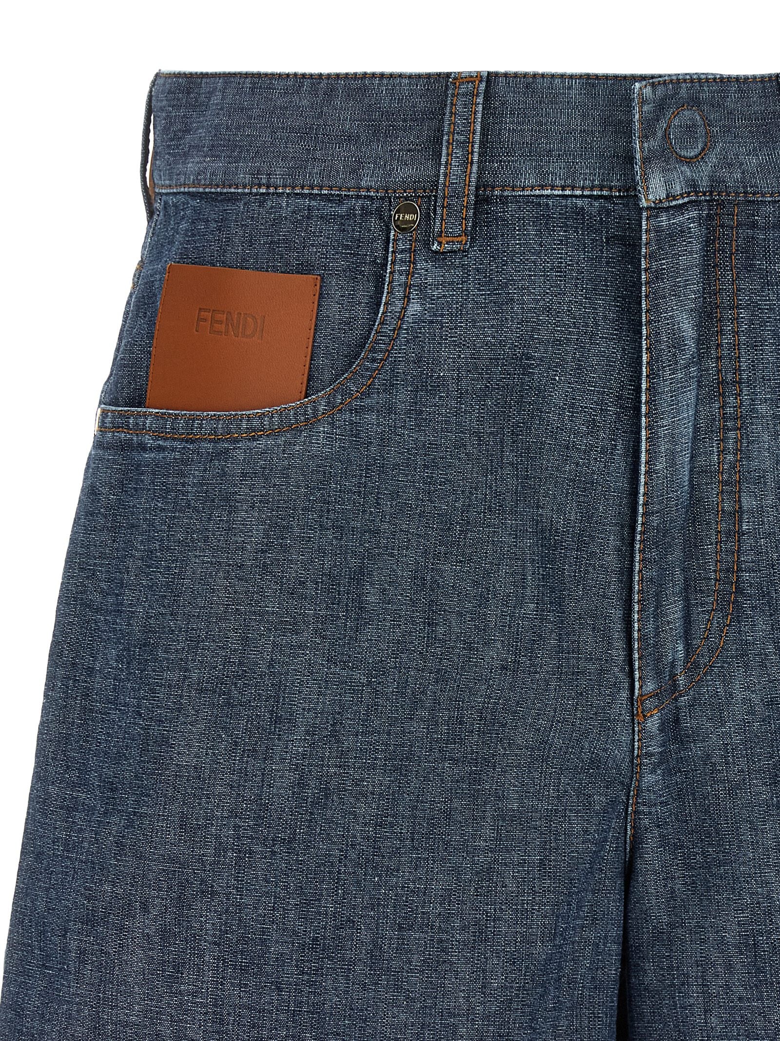Fendi Blue Cotton Bermuda Shorts Fendi
