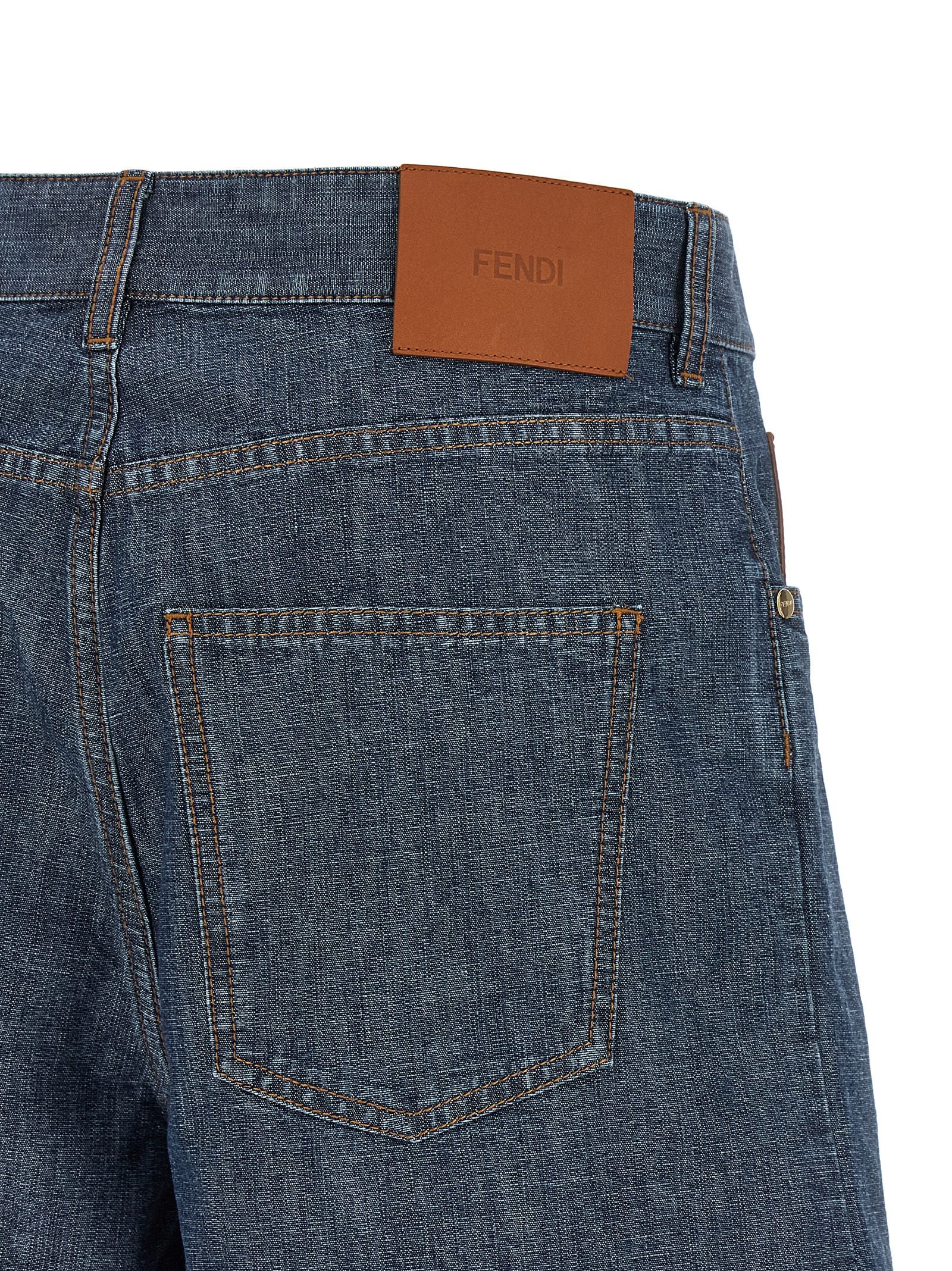 Fendi Blue Cotton Bermuda Shorts Fendi