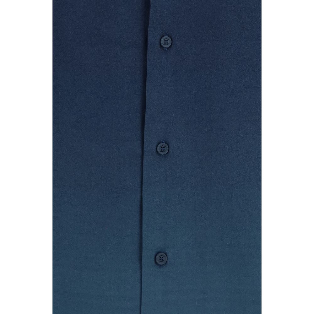 Off-White Blue Viscose Pattern Shirt Off-White