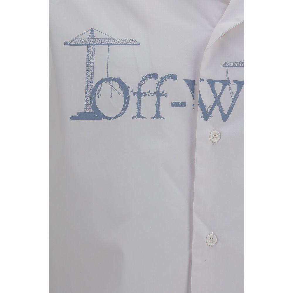 Off-White White Cotton Pattern Shirt Off-White