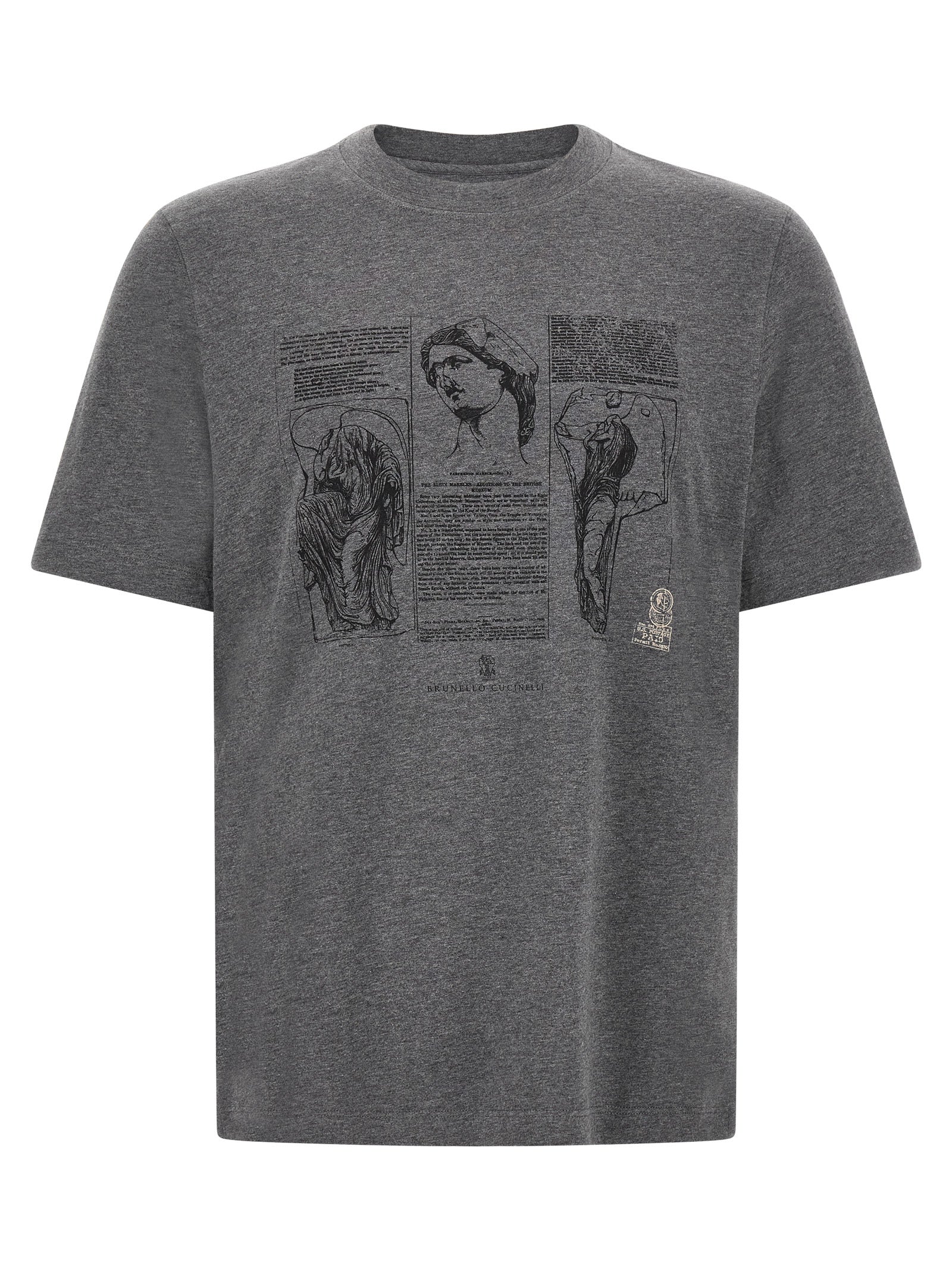 Brunello Cucinelli Gray Cotton T-Shirt Brunello Cucinelli
