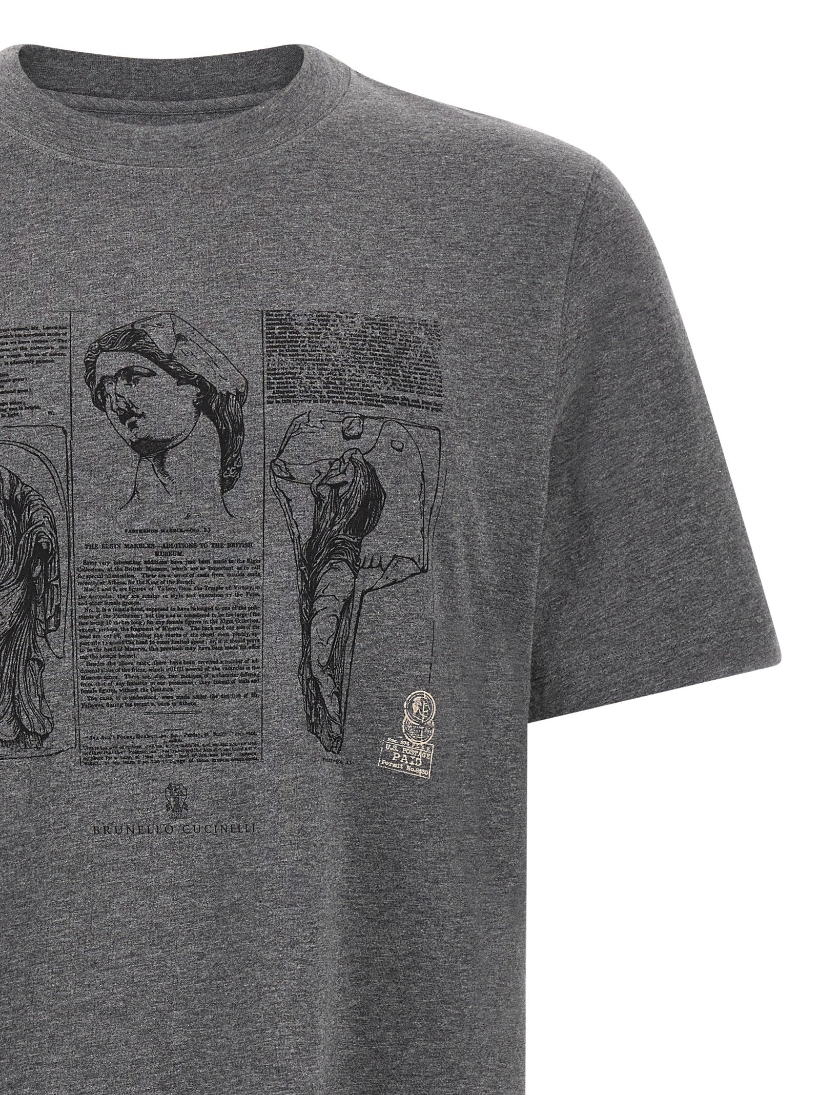 Brunello Cucinelli Gray Cotton T-Shirt Brunello Cucinelli