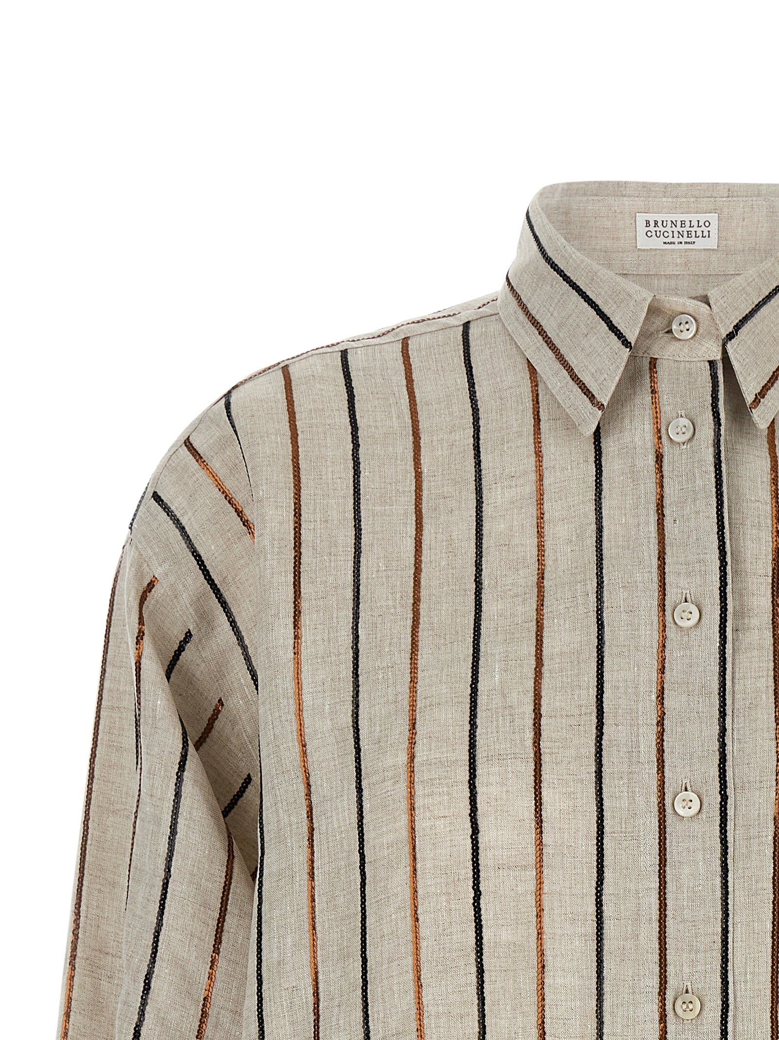 Brunello Cucinelli Beige Linen Blouse Brunello Cucinelli