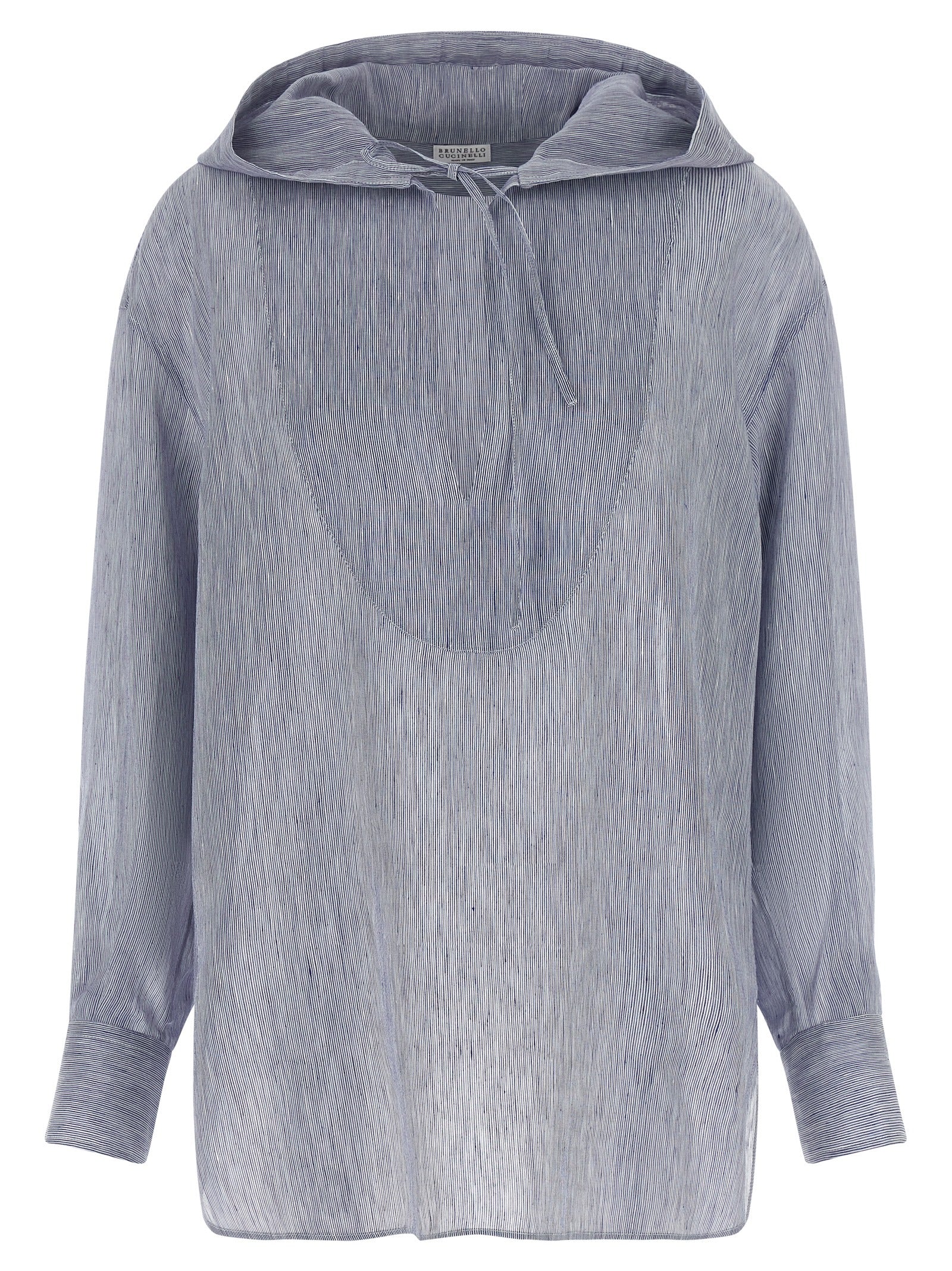 Brunello Cucinelli Blue Linen Blouse Brunello Cucinelli