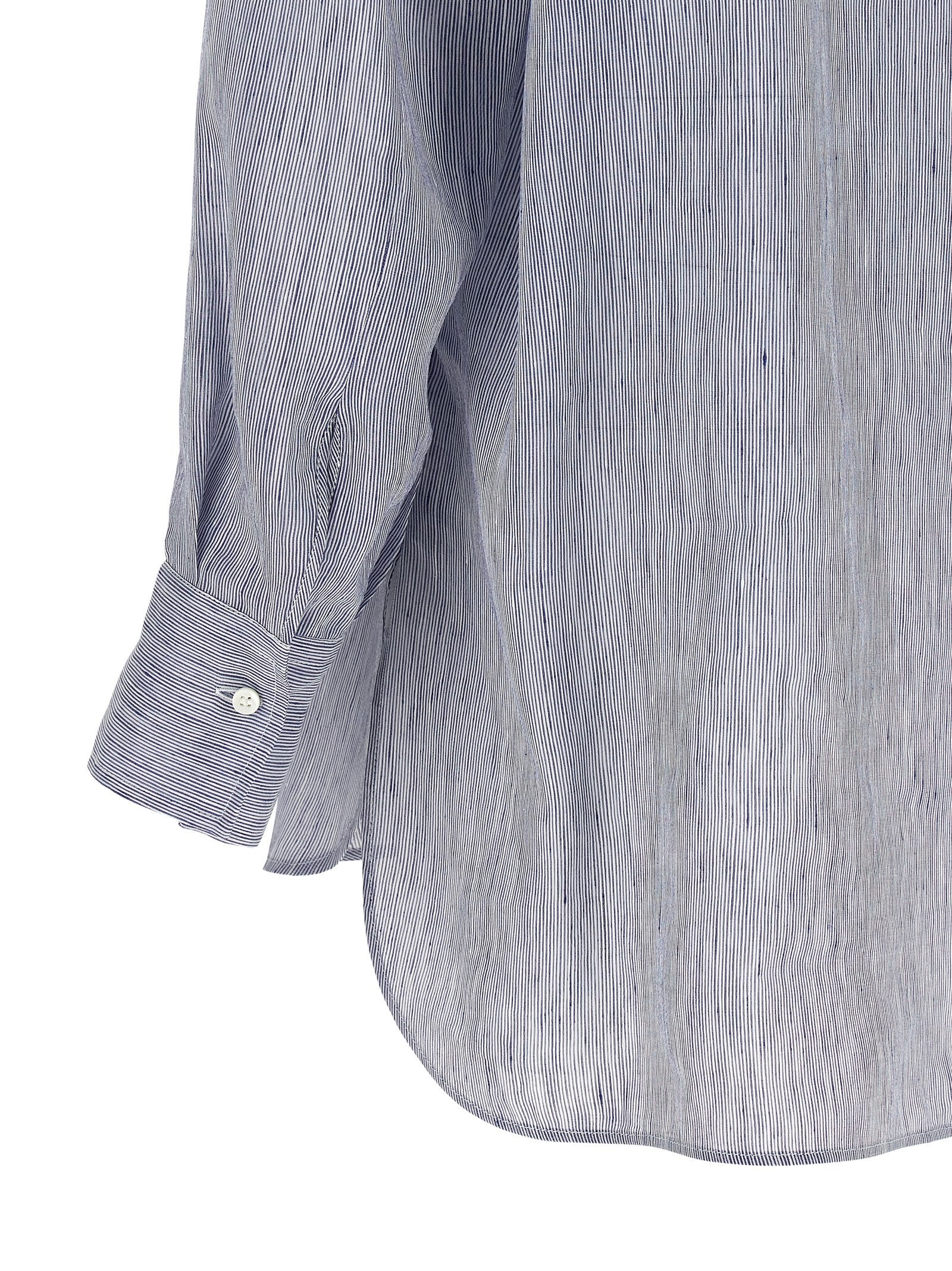 Brunello Cucinelli Blue Linen Blouse Brunello Cucinelli